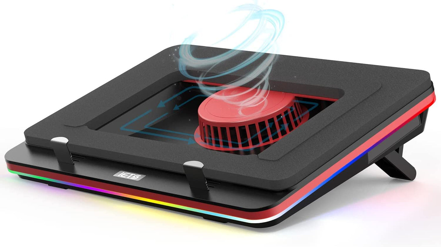 GT500 Powerful Turbo-Fan (4600 RPM) RGB Laptop Cooling Pad with Infinitely Variable Speed,Seal Foam for Rapid Cooling Gaming Laptop,Dust Filter for Protect Laptop,13-17.3Inch Laptop Cooler