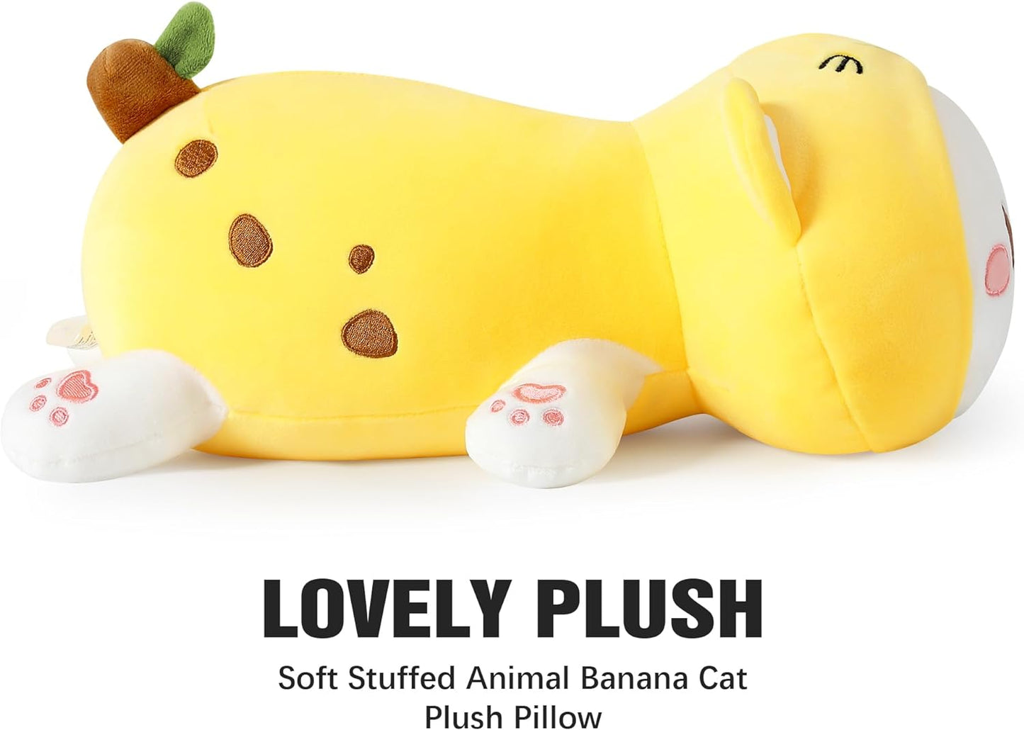 Cute Kitten Banana Cat Plush Toy Stuffed Animal Kitty Soft Banana Plushie Pillow for Kids (Banana Cat, 12")