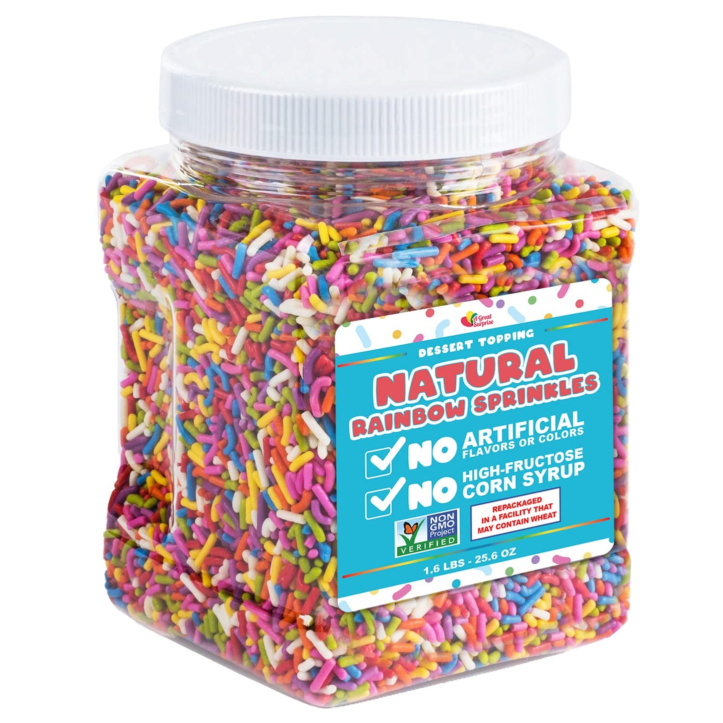 Dye Free Sprinkles - 1.6 Pounds - Vegan Rainbow Sprinkles - All Natural Ice Cream Topping Jimmies for Mother'S Day - Non-Gmo Cake Decorating Sprinkles