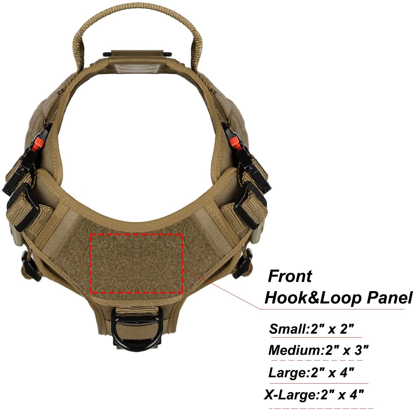 Tactical Dog Harness,X-Large Size, 2X Metal Buckle,Working Dog MOLLE Vest with Handle,No Pulling Front Leash Clip,Hook and Loop Panel