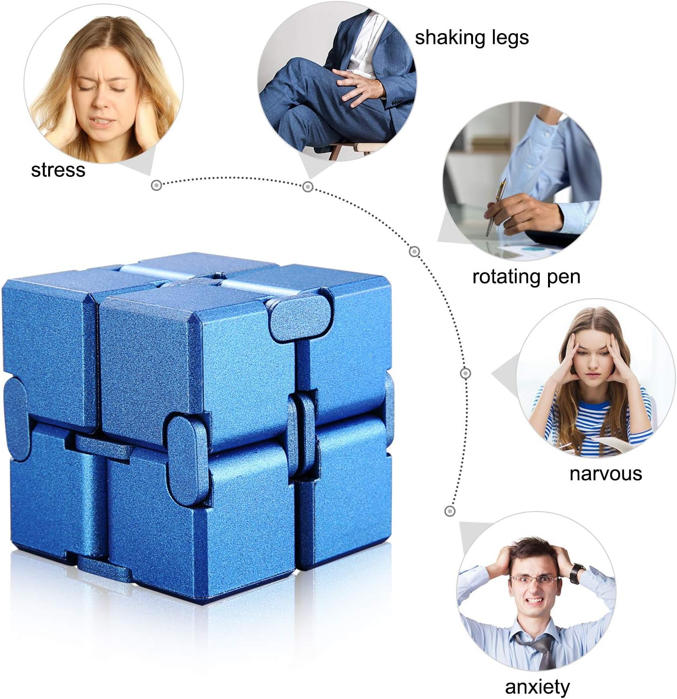 Infinity Cube Fidget Toy, Hand Killing Time Transform Cubes Magic Cubes for Kids and Adult(Blue -Silicone)