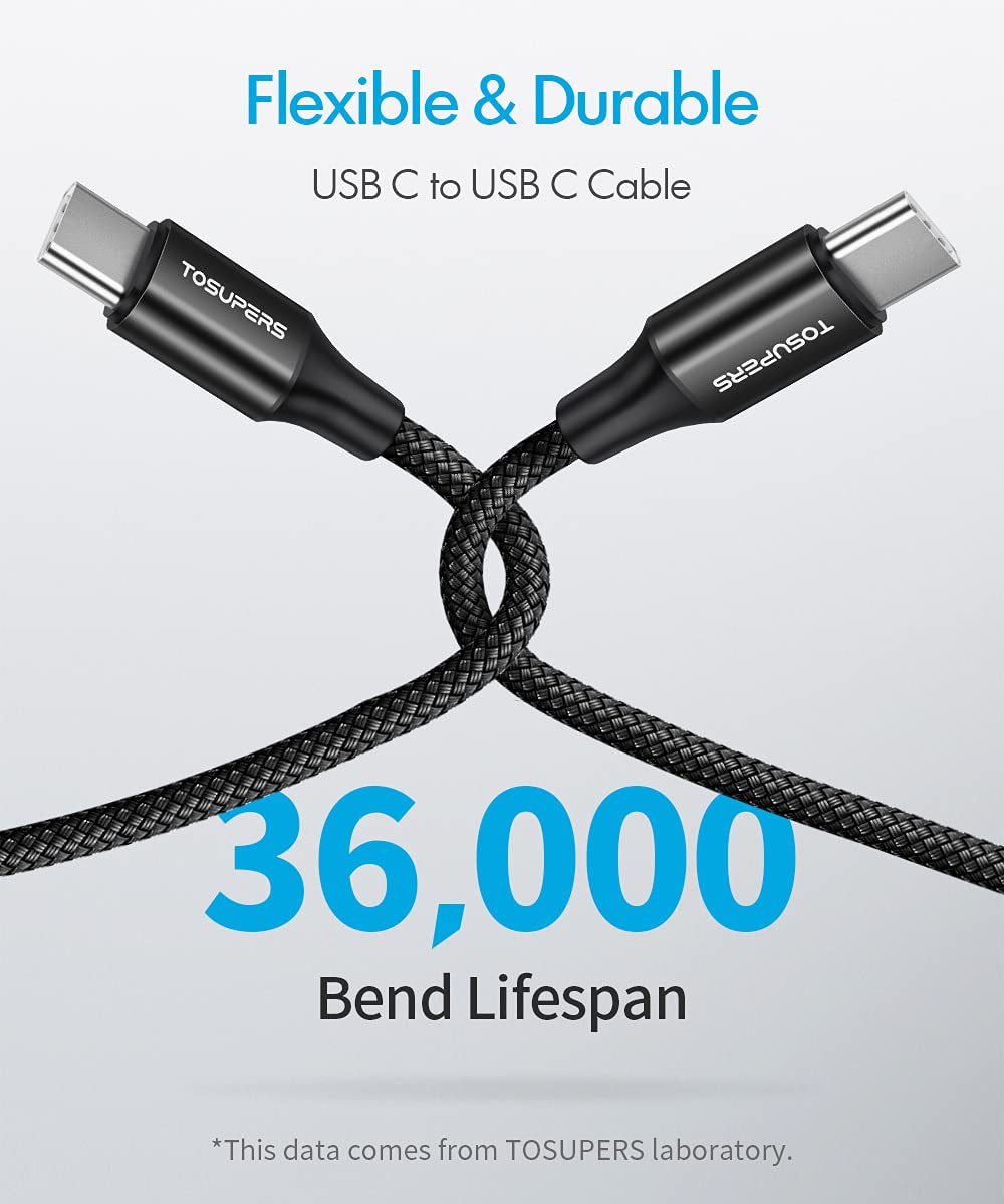 Short USB C to USB C Cable [1Ft, 2-Pack], 60W Fast Charging Type C to Type C Cable Braided for Samsung Galaxy S23 S22 S21 S20 FE Note 20 Ultra A72 A73, Z Fold 4 3 Flip 4 3 5G, Pixel 7 6 Pro 6A 5 4 3