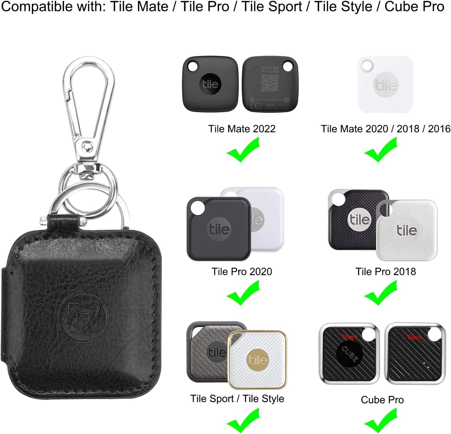 Case Cover for Tile Mate (2022/2020/2018/2016)/ Tile Pro/Tile Sport/Tile Style/Cube Pro Key Finder with Keychain