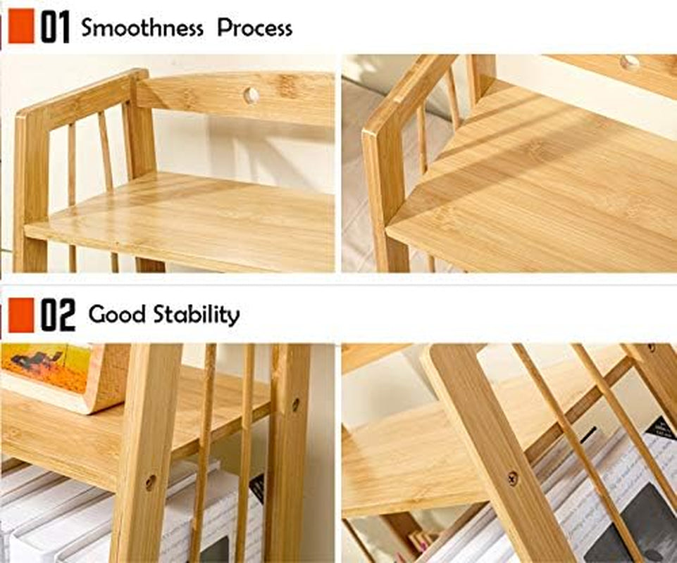 Bamboo Spice Rack Storage Shelves-2 Tier Countertop Storage Organizer for Kitchen&Bathroom,Makeup Organizer Display Shelf Standing Pantry Shelf, Desktop Book Shelf, Bottle Jars Rack Holder(Sector)