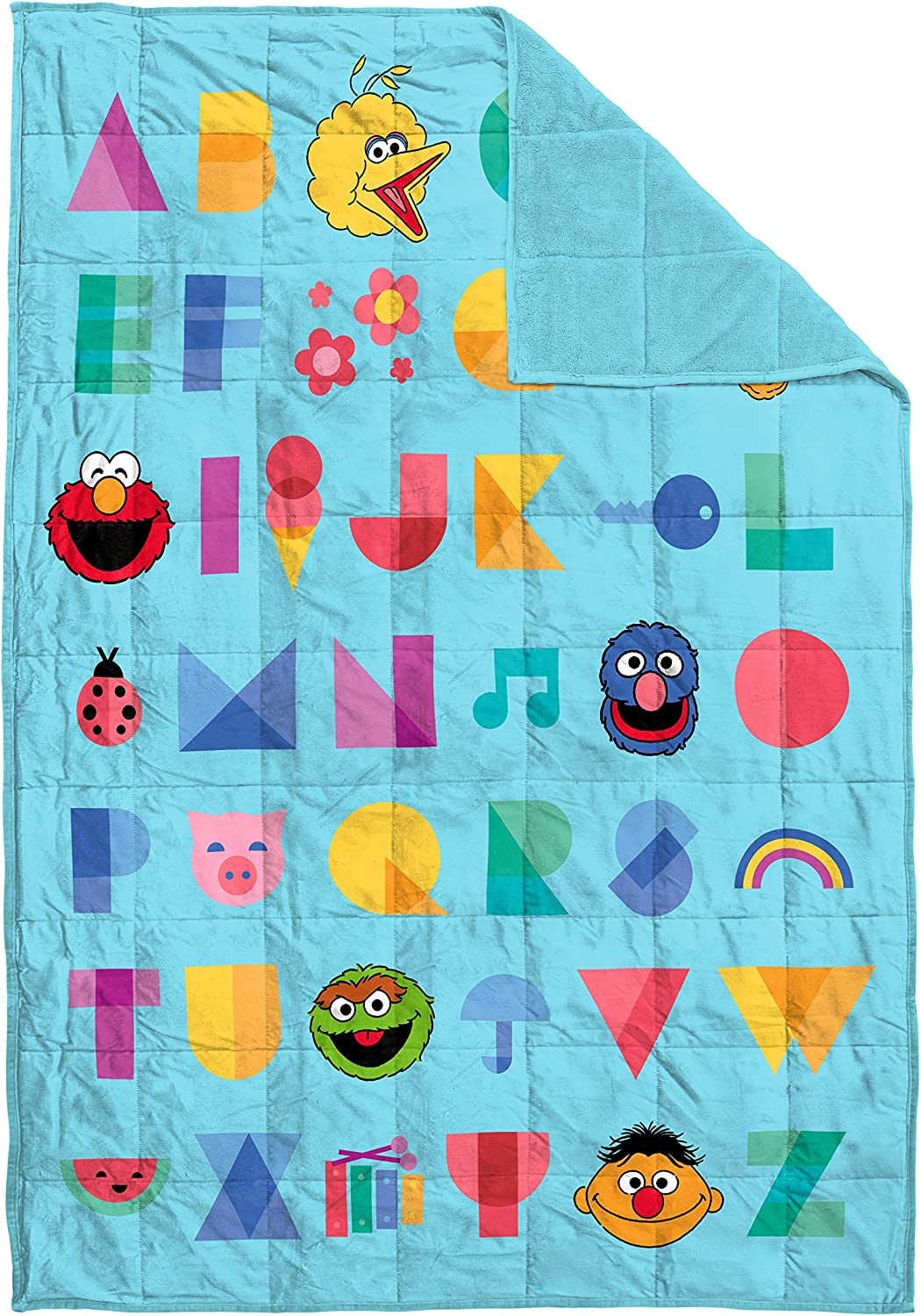 Sesame Street Alphabet Gang Weighted Blanket 5 Lbs - Measures 36 X 48 Inches, Kids Bedding Features Elmo & Cookie Monster - Fade Resistant Super Soft Velboa (Official Sesame Street Product)