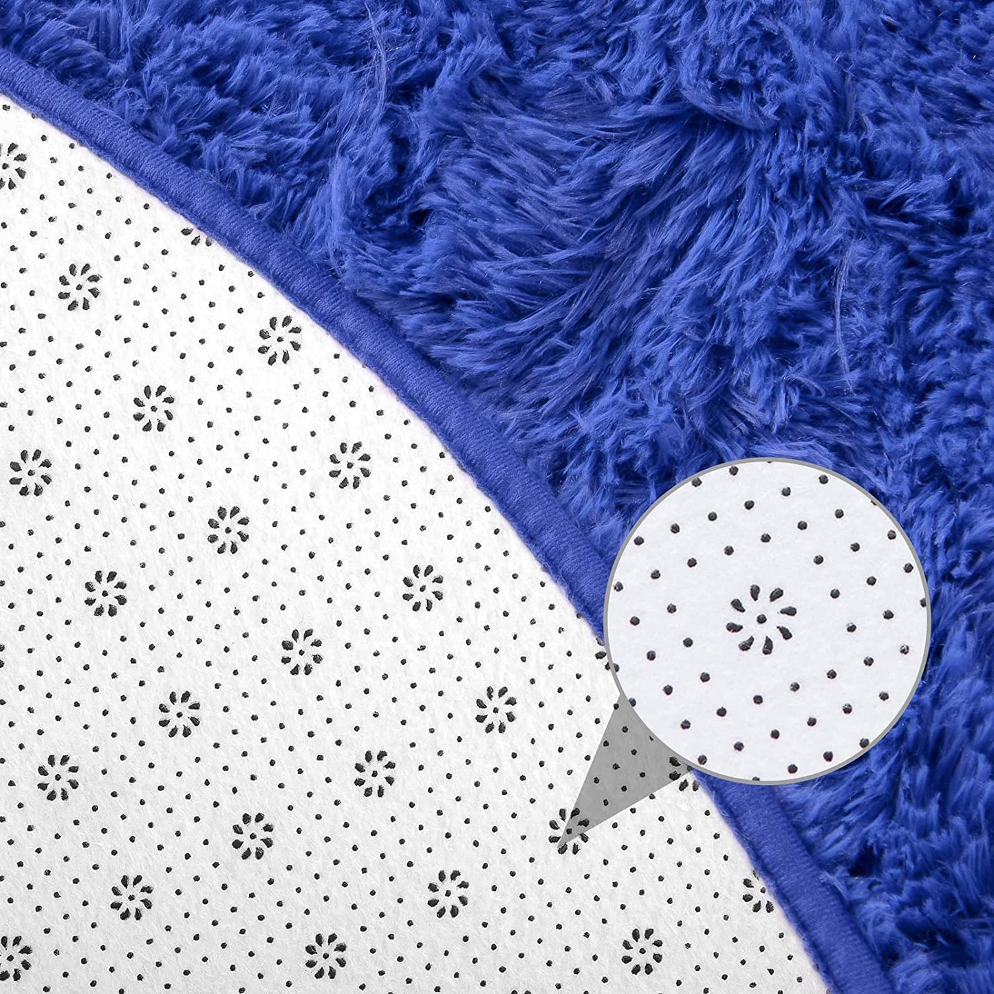 round Rug 6X6 Feet Fluffy Soft Area Rugs for Kids Girls Room Princess Castle Plush Shaggy Carpet Cute Circle Nursery Rug for Kids Teen'S Bedroom Home Decor Large Circular Carpet, Light Navy