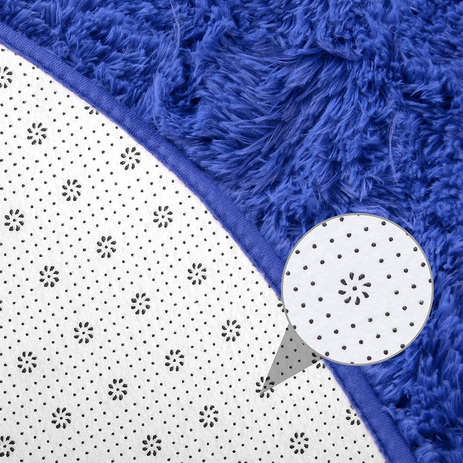 round Rug 6X6 Feet Fluffy Soft Area Rugs for Kids Girls Room Princess Castle Plush Shaggy Carpet Cute Circle Nursery Rug for Kids Teen'S Bedroom Home Decor Large Circular Carpet, Light Navy