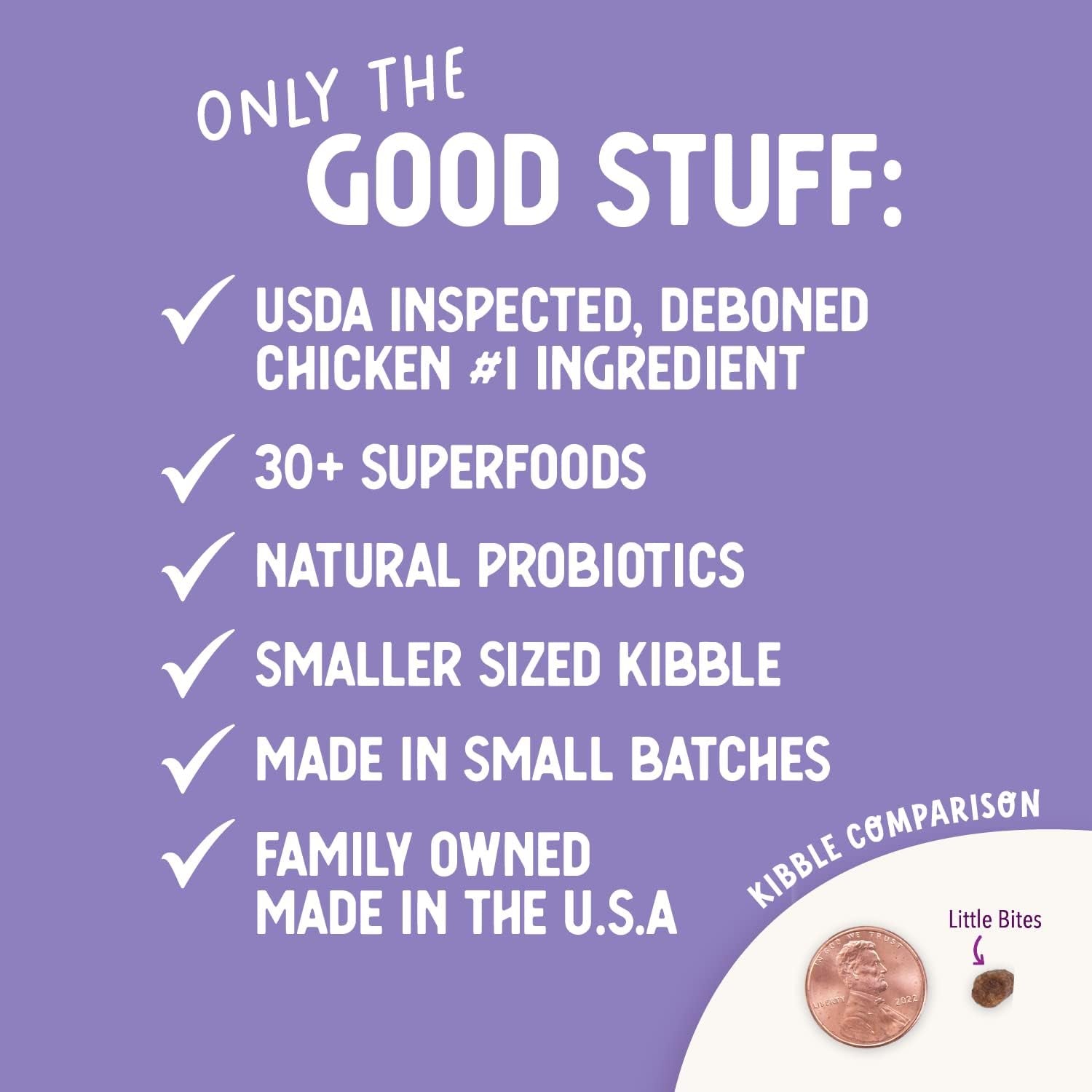 Little Bites Dry Dog Food, Natural Food with Added Vitamins & Minerals, Suitable for Teacup, Toy & Small Dogs, Chicken & Brown Rice Recipe (4 Pound / 1.8 Kg)