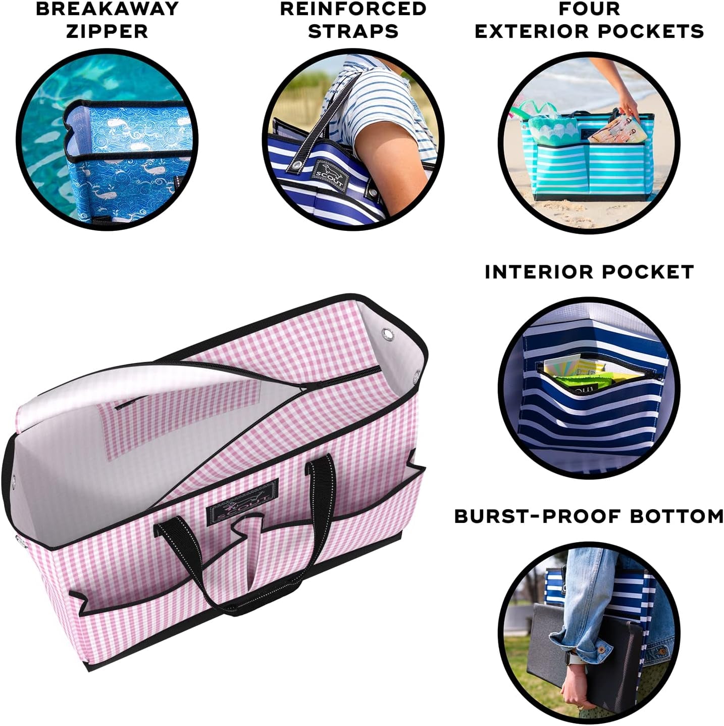 BJ Bag - Large, Utility Tote Bag for Women, Nurses, Teachers and Moms with Zipper & 4 Exterior Pockets for Organizing.