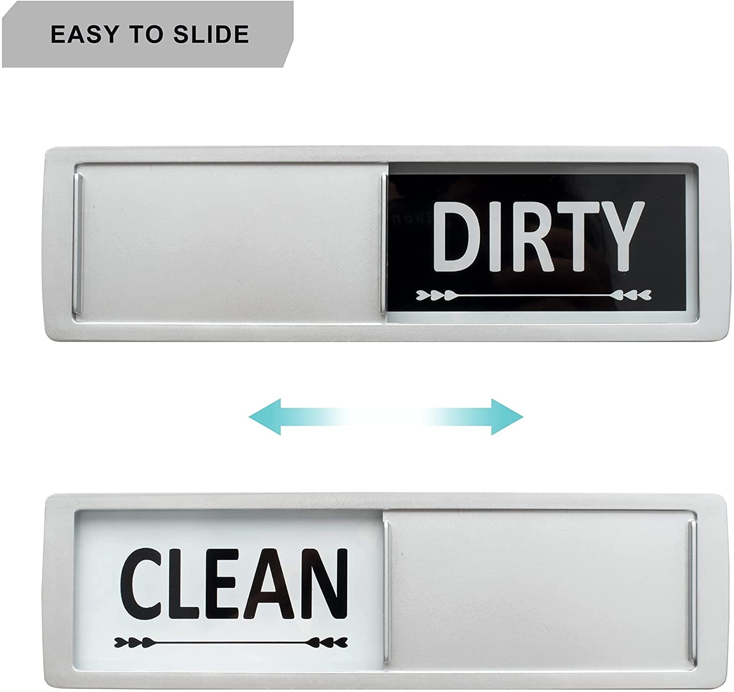 Dishwasher Magnet Clean Dirty Sign, Fridge Magnet, Clean Dirty Sign Indicator Non-Scratch/Easy to Read & Slide/Super Strong Magnet with Stickers, Suitable (Silver)