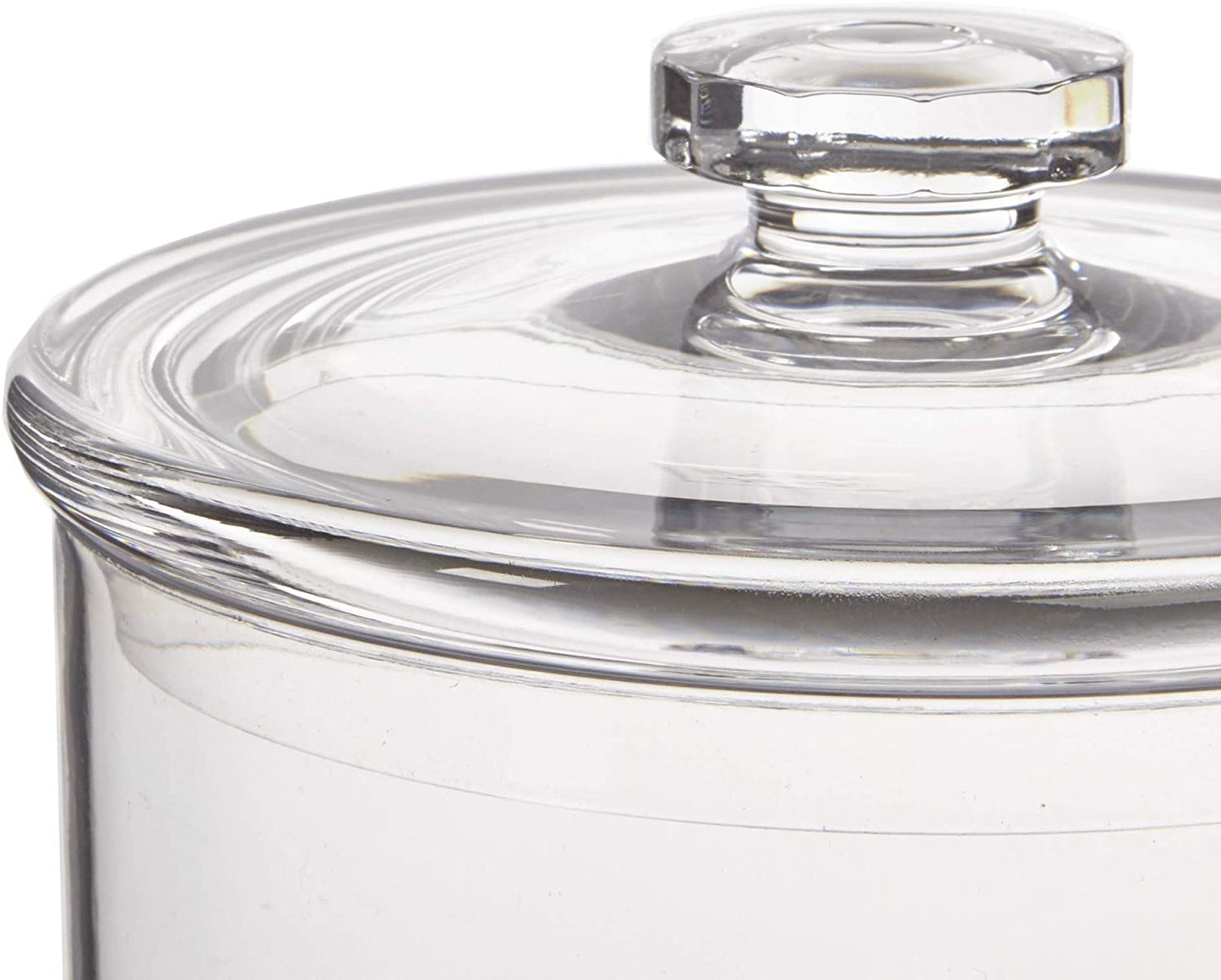Premium Quality Makeup and Cotton Ball Holder | 60-Oz Clear Plastic Apothecary Jar with Lid | Perfect Storage Container to Organize Bathroom and Vanity