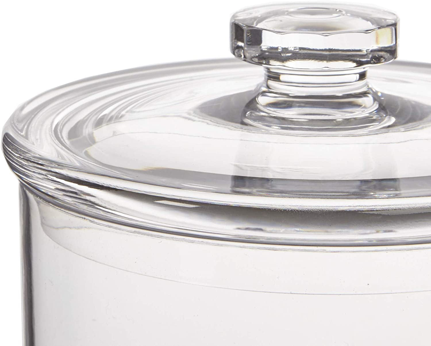 Premium Quality Makeup and Cotton Ball Holder | 60-Oz Clear Plastic Apothecary Jar with Lid | Perfect Storage Container to Organize Bathroom and Vanity