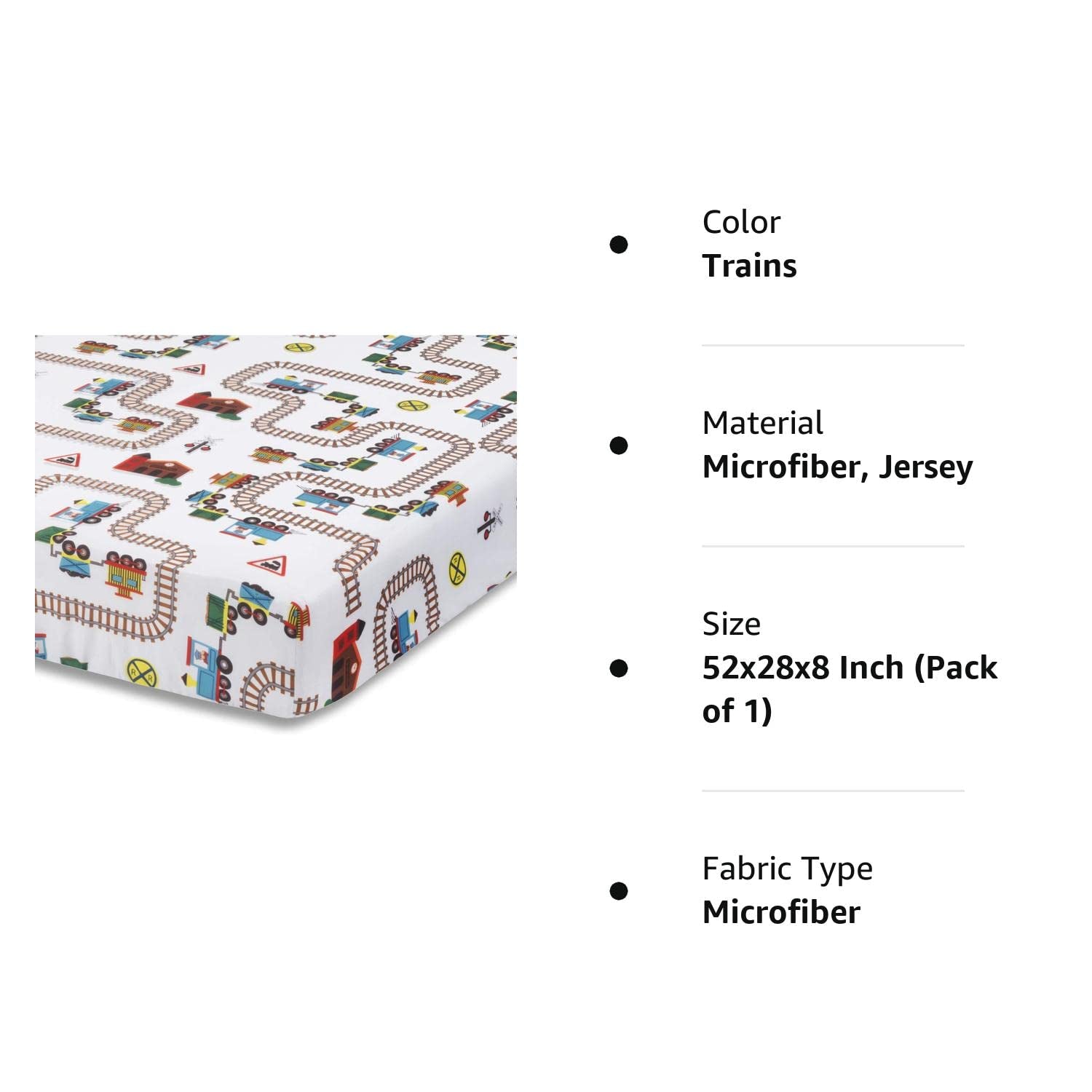 Baby Boy Fitted Crib Sheet Choo Choo Train, 100% Soft Breathable Microfiber Baby Sheet, Fits Standard Size Crib Mattress 28In X 52In, Nursery Sheet
