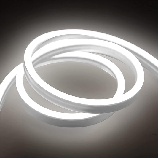 Neon Light, DC 24V 600 Leds, Neon Rope Lights,Upgraded Bright White Light Strips,Soft,Flexible,Cuttable,Waterproof,Suit for Desk/Gaming Room/Indoor Decor(Power Adaptor Not Include)