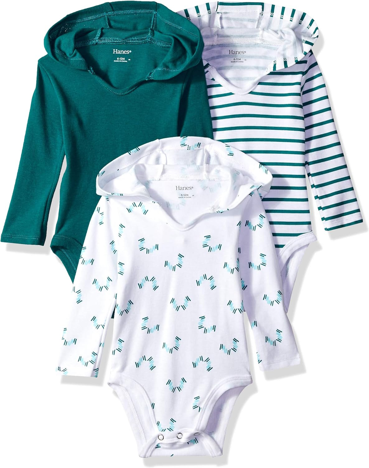 Unisex-Baby  Baby Bodysuits, Ultimate Baby Flexy Hoodie Long Sleeve Bodysuit, Babies and Toddlers, 3-Pack