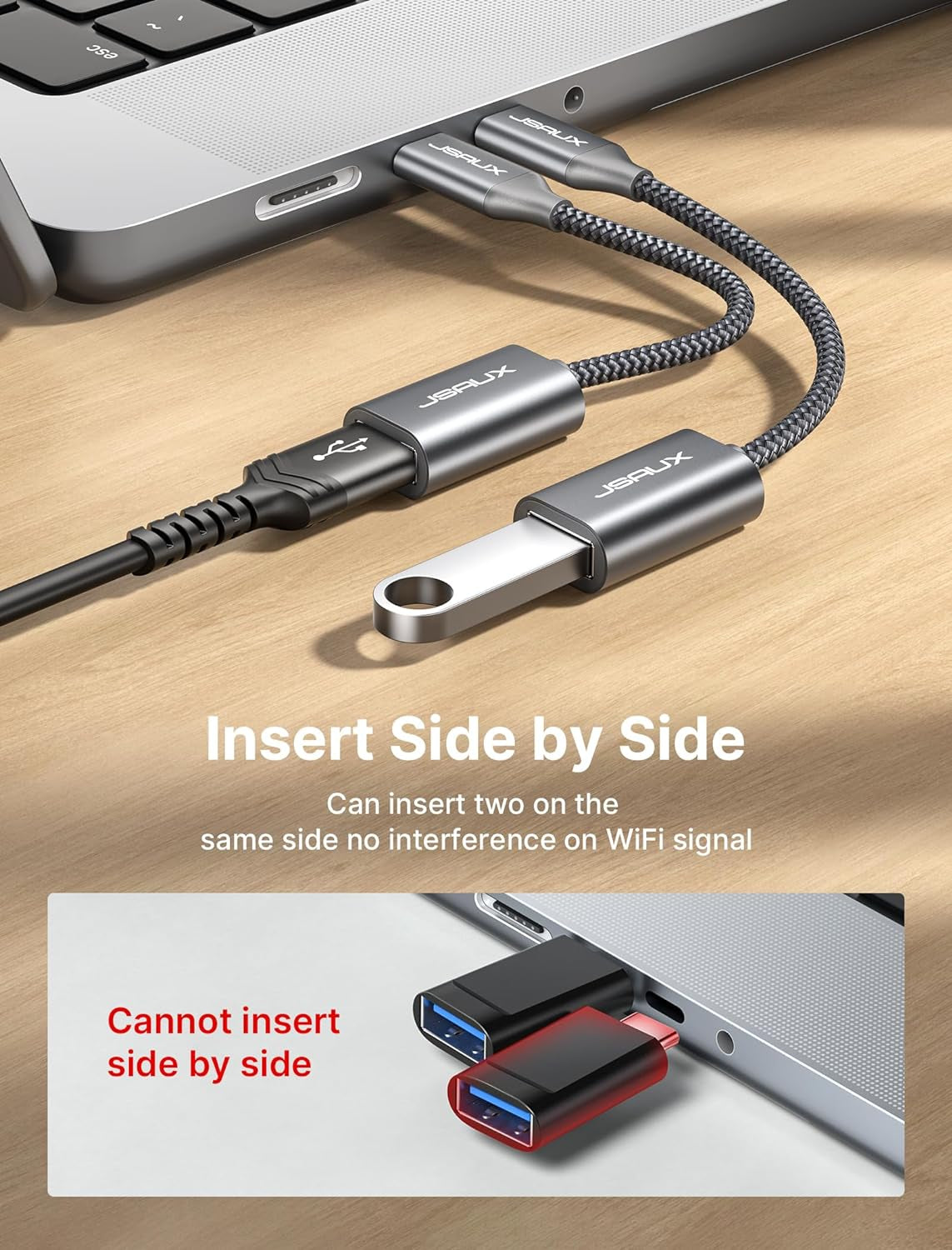 USB C to USB 3.0 Adapter [2 Pack], Type C Male to USB Female OTG Cable Thunderbolt3 to USB Adapter Compatible with Macbook Pro/Air, Iphone 15 Pro Max/15 Plus/15, Samsung Galaxy S24/S23/S22/S21