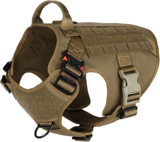 Tactical Dog Harness,X-Large Size, 2X Metal Buckle,Working Dog MOLLE Vest with Handle,No Pulling Front Leash Clip,Hook and Loop Panel
