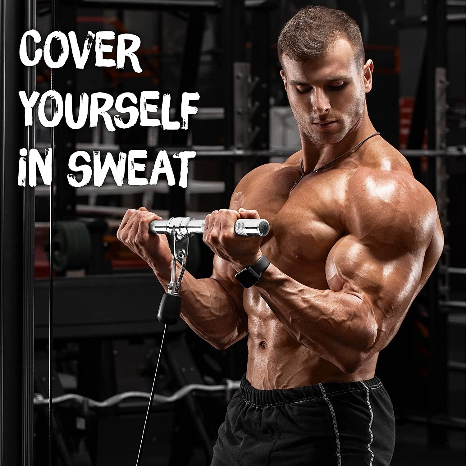 Tricep Press down Cable Machine Attachment Set, V-Shaped Bar, LAT Pull down Straight Rotating Bar for Home Gym