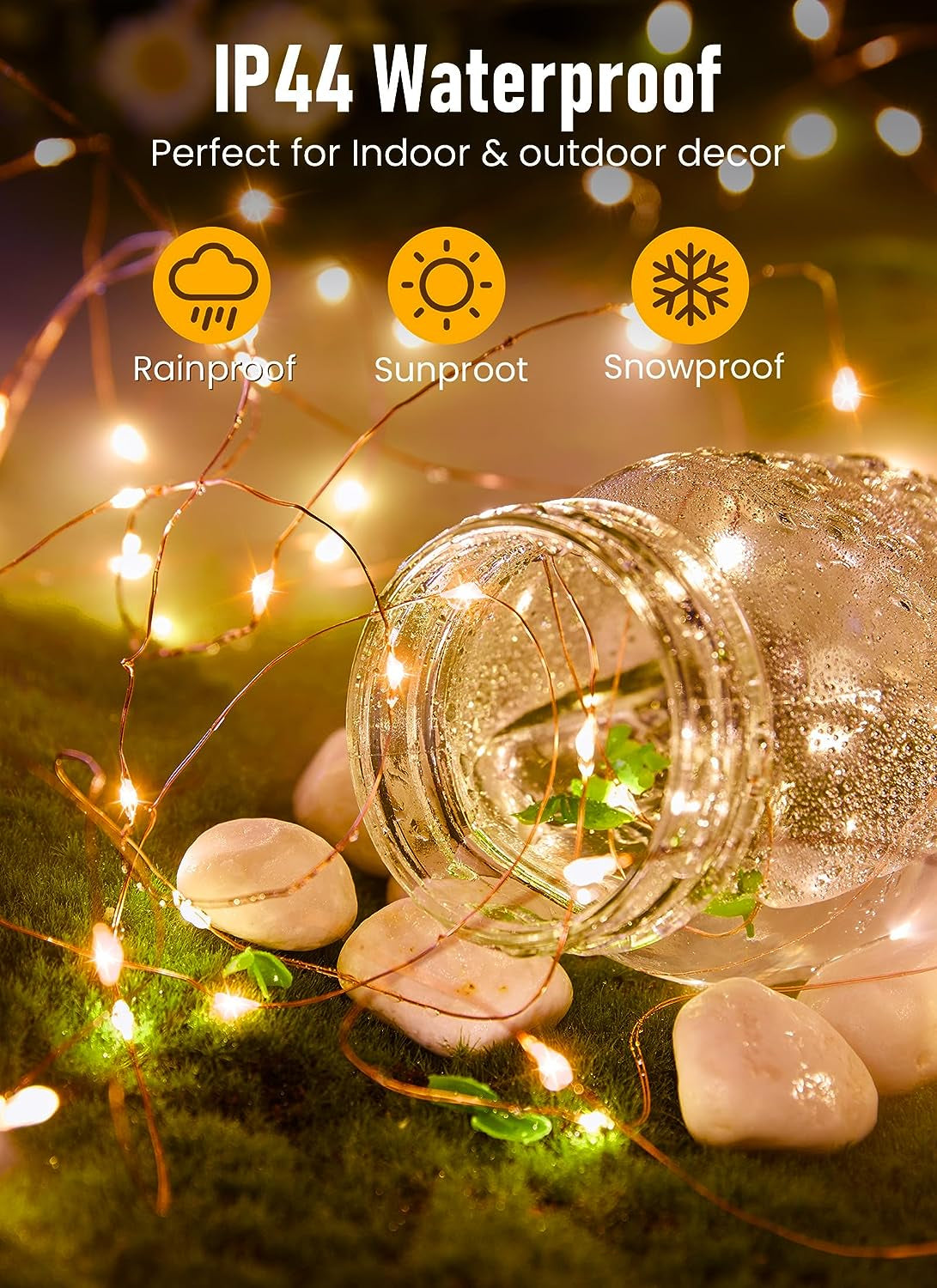 Fairy String Lights, 33Ft 100 LED Mini Battery Operated Fairy Lights Copper Wire Twinkle Lights Mason Jar Lights, Waterproof Starry Firefly Lights for Party Wedding Christmas Decor