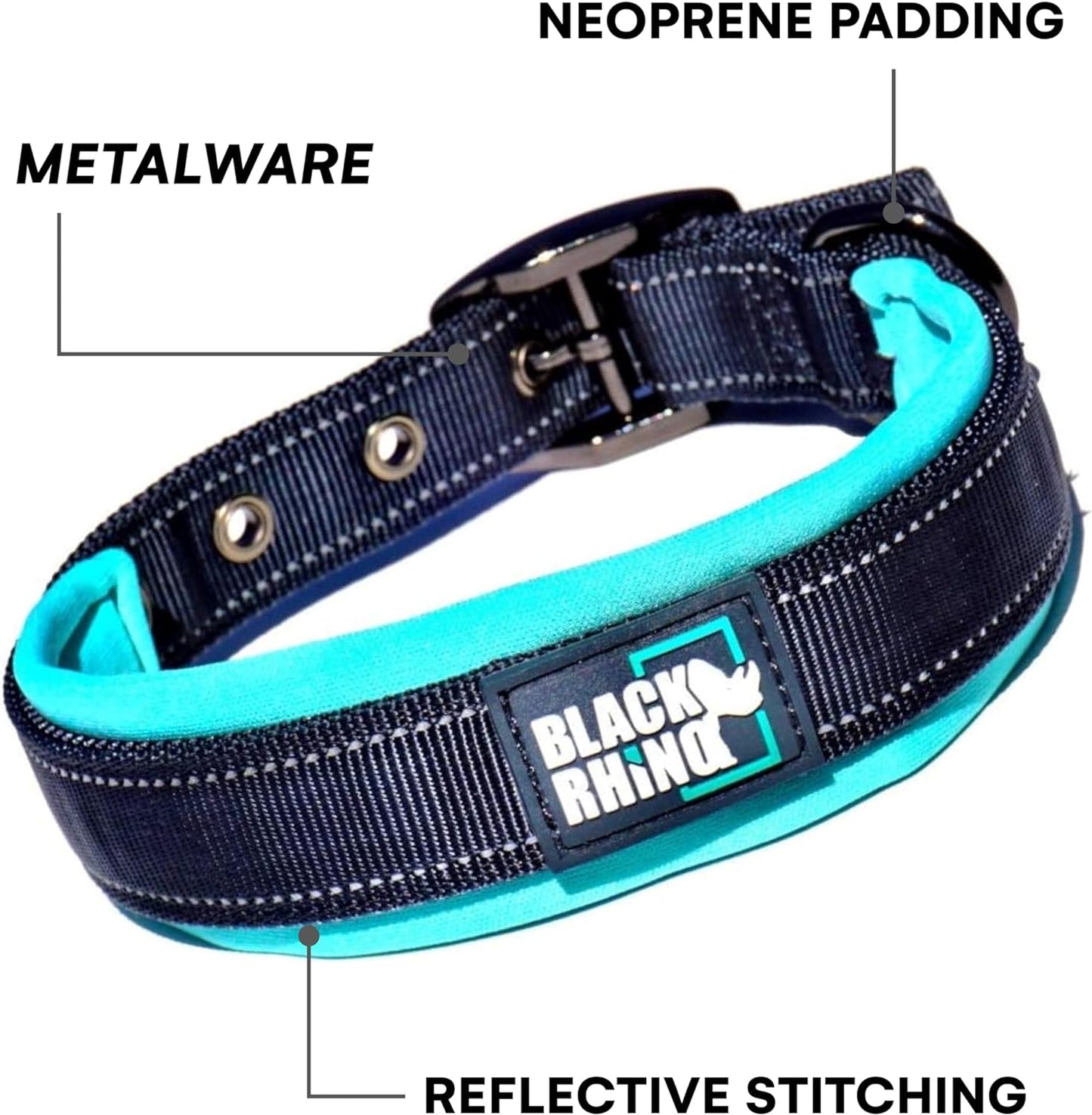 - the Comfort Collar Ultra Soft Neoprene Padded Dog Collar for All Breeds - Heavy Duty Adjustable Reflective Weatherproof (Medium, Aqua/Grey)