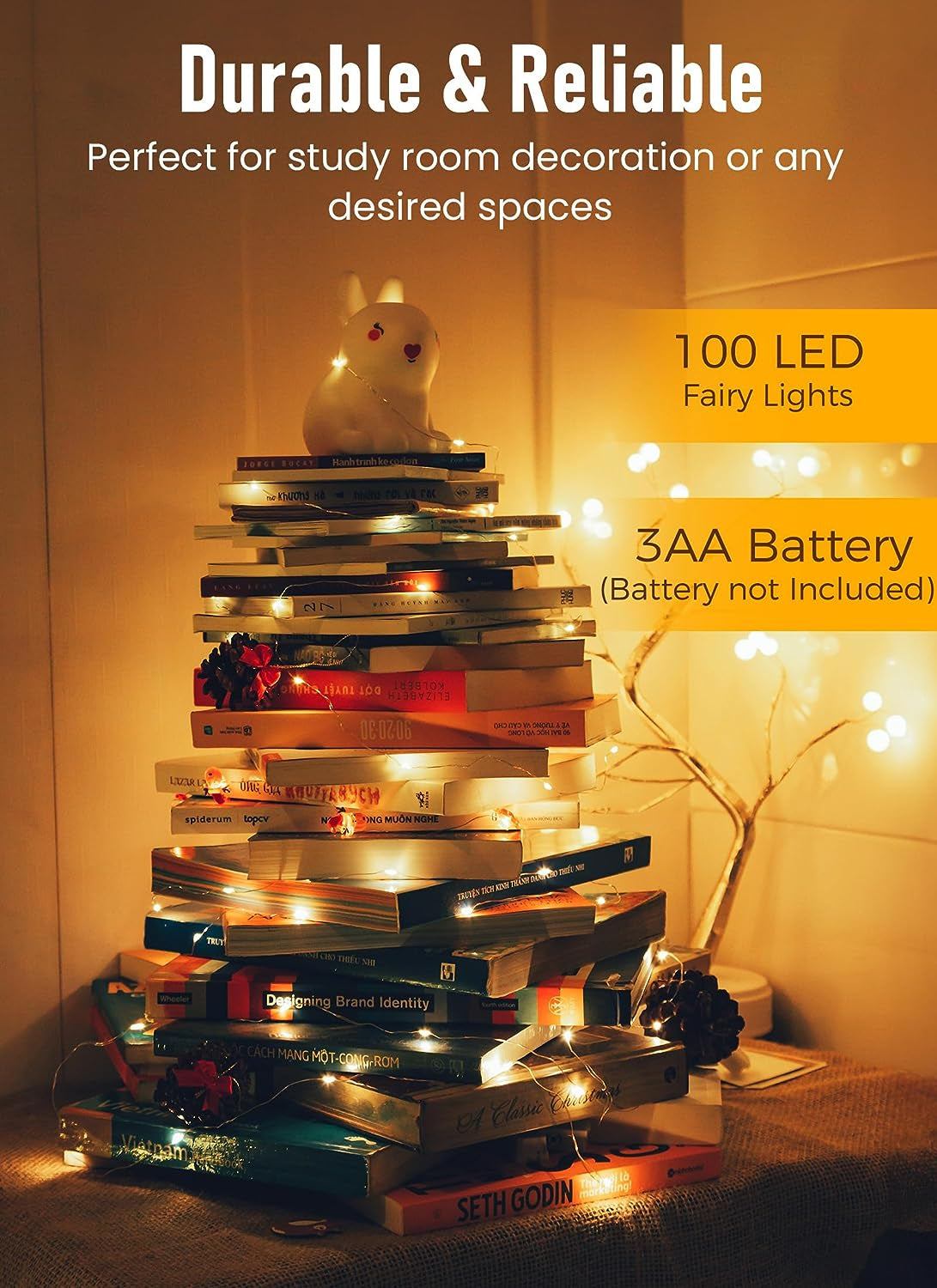 Fairy String Lights, 33Ft 100 LED Mini Battery Operated Fairy Lights Copper Wire Twinkle Lights Mason Jar Lights, Waterproof Starry Firefly Lights for Party Wedding Christmas Decor