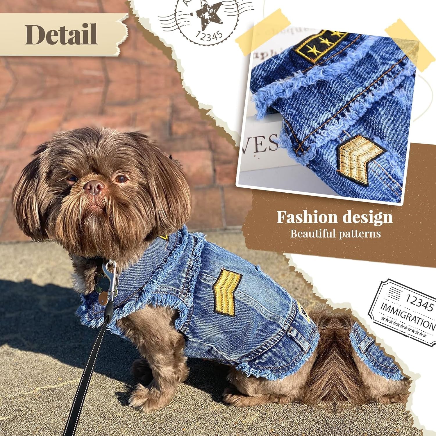 Cool Blue Dog Jean Jacket Small Pet Outfits Dog Clothes for Small Medium Dogs Cats Boys Girls Pet Vest Denim Coats Puppy Shirts Doggy Costume Clothing for Shih Tzu Chihuahua Yorkie Teacup