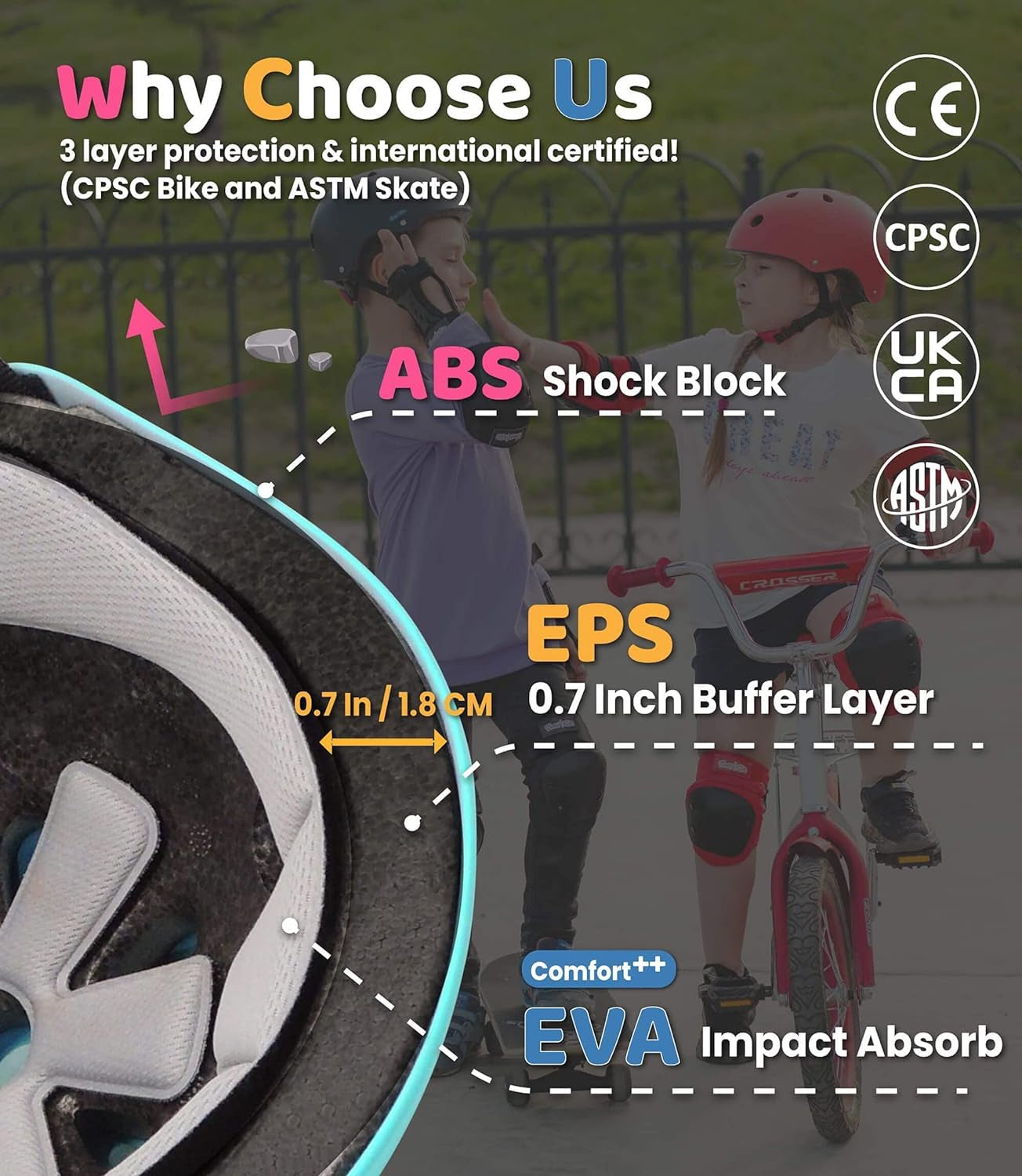 Bike Helmet with DIY Stickers, CPSC & CE Certified - Toddler Helmet for Skateboard Roller-Skating Bicycle Scooter