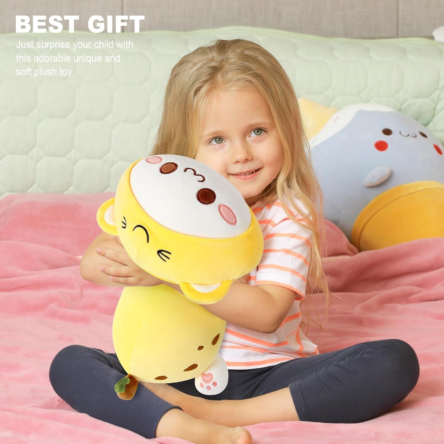 Cute Kitten Banana Cat Plush Toy Stuffed Animal Kitty Soft Banana Plushie Pillow for Kids (Banana Cat, 12")