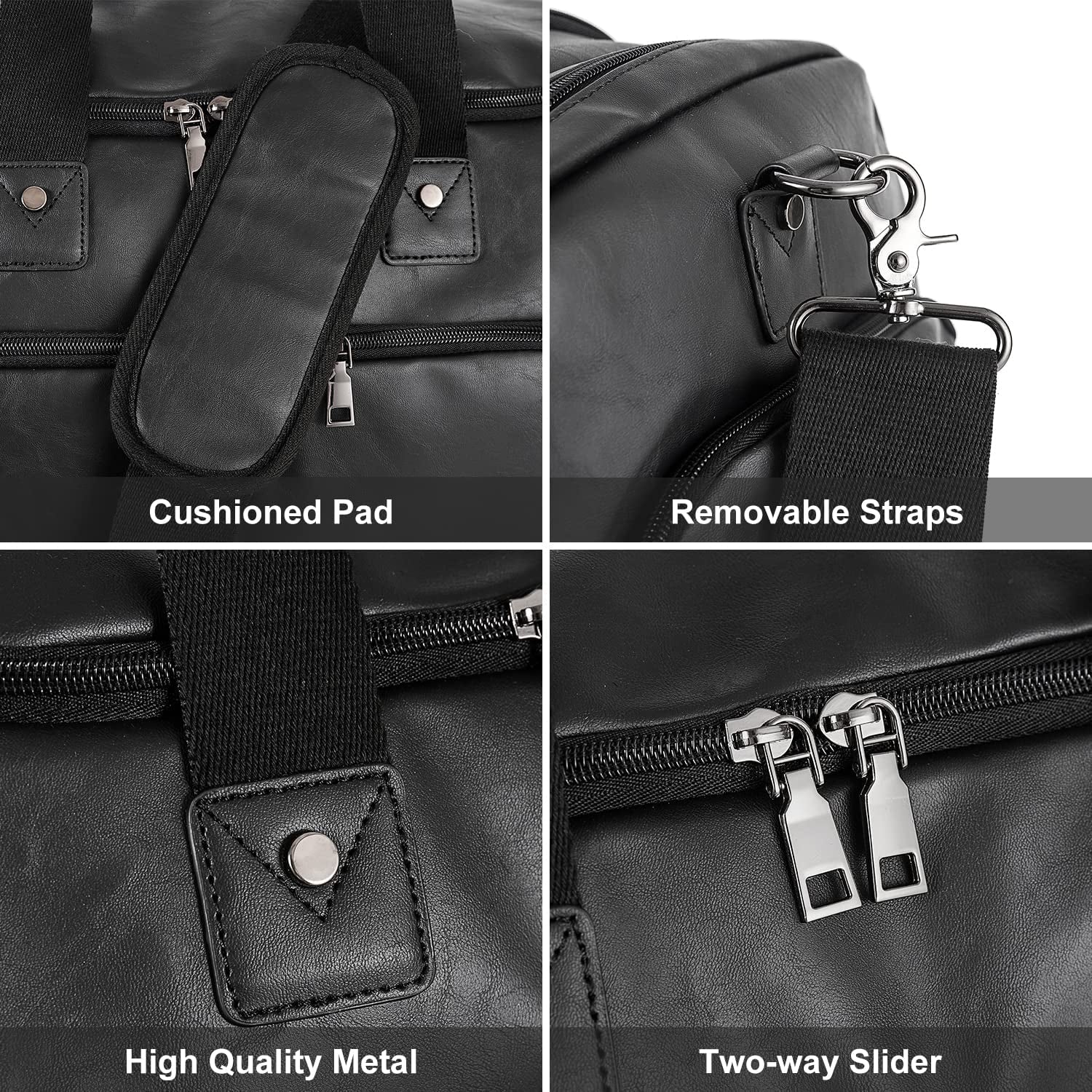 Travel Bag with Shoe Pouch,Weekender Overnight Bag Waterproof Leather Large Carry on Bag Travel Tote Duffel Bag