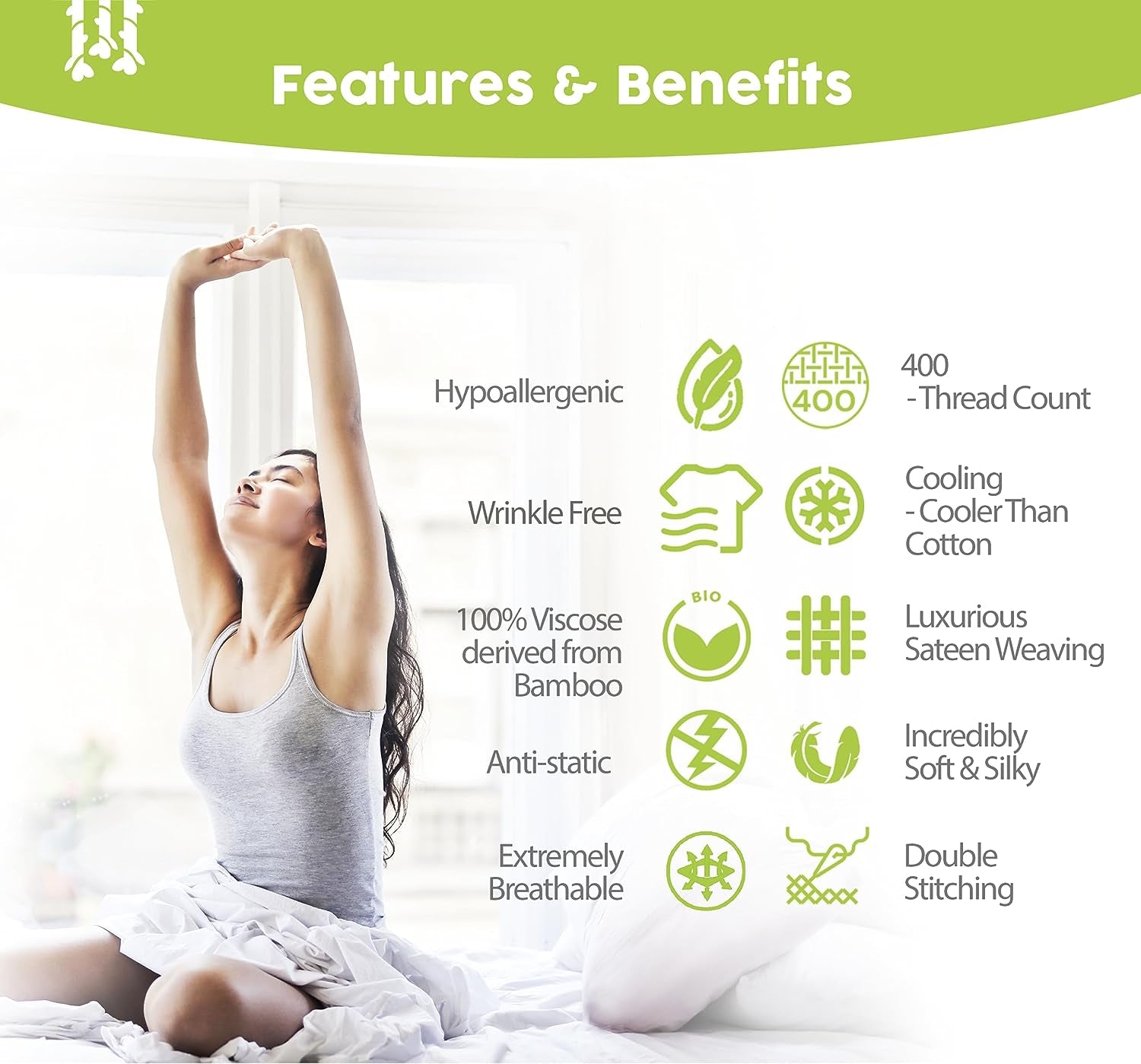 Viscose Derived from Bamboo Sheets California King - 6PC Set - Super Soft Cooling Sheets - up to 16’’ Deep Pocket - Luxury Series -1 Flat Sheet,1 Fitted Sheet,4 Pillowcases (Stonegrey)