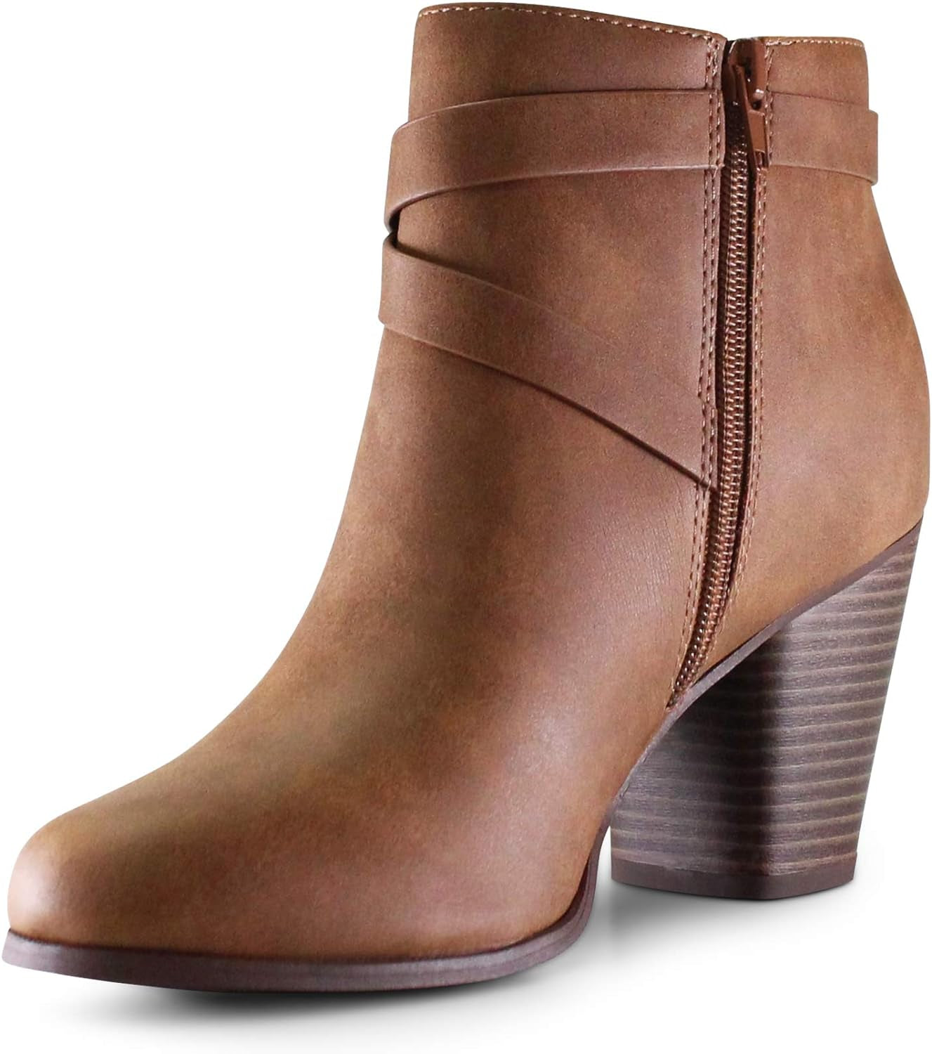 Montreal Women'S Almond Toe High Chunky Block Stacked Heels Ankle Booties Boots