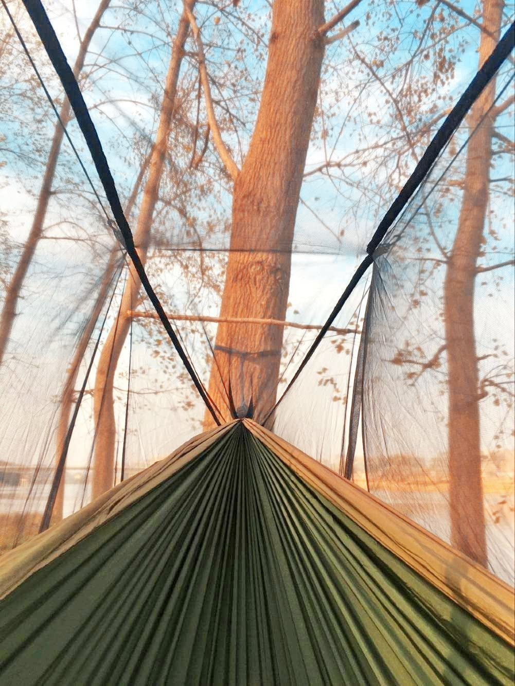 Camping Hammock, Portable Double Hammock with Net, 2 Person Hammock Tent with 2 * 10Ft Straps, Best for Outdoor Hiking Survival Travel