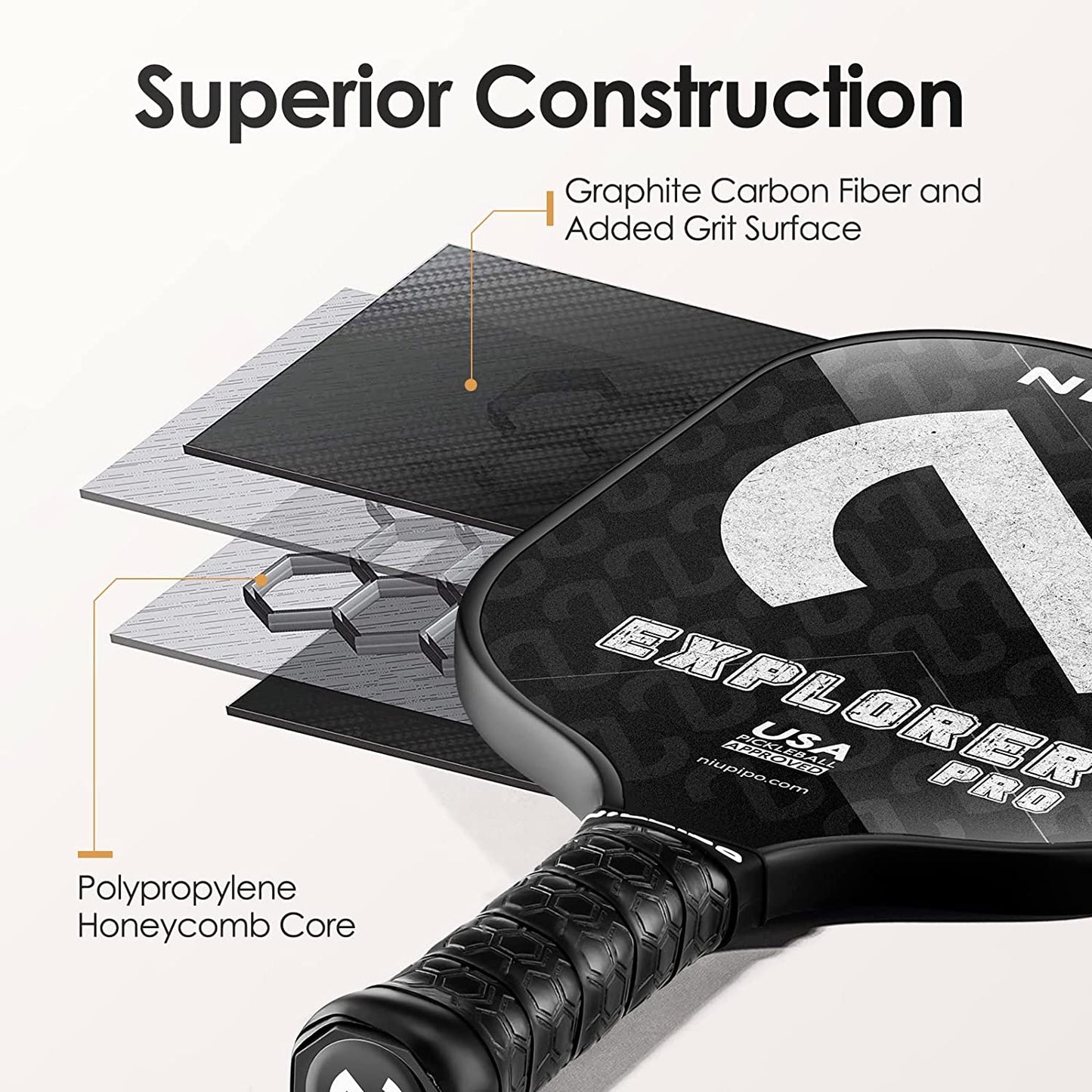 2024 Pro Pickleball Paddle - Carbon Fiber Textured Surface Pickleball Paddle, Pickleball Paddle with Lightweight Graphite Face, Usapa-Approved, Maximum Control