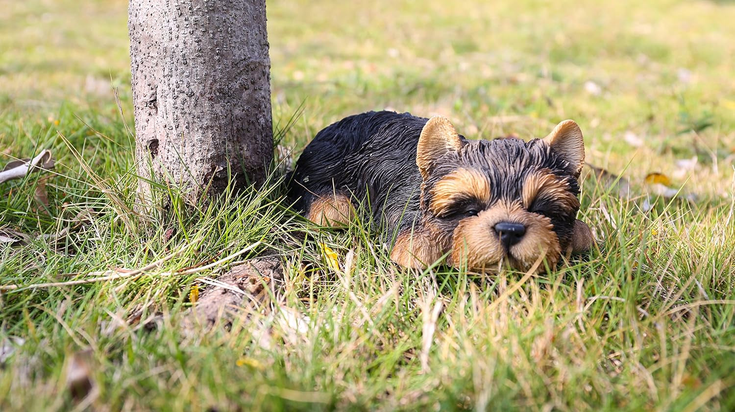 87710-M Yorkshire Terrier Puppy Sleeping Pet Pals Statue, Black