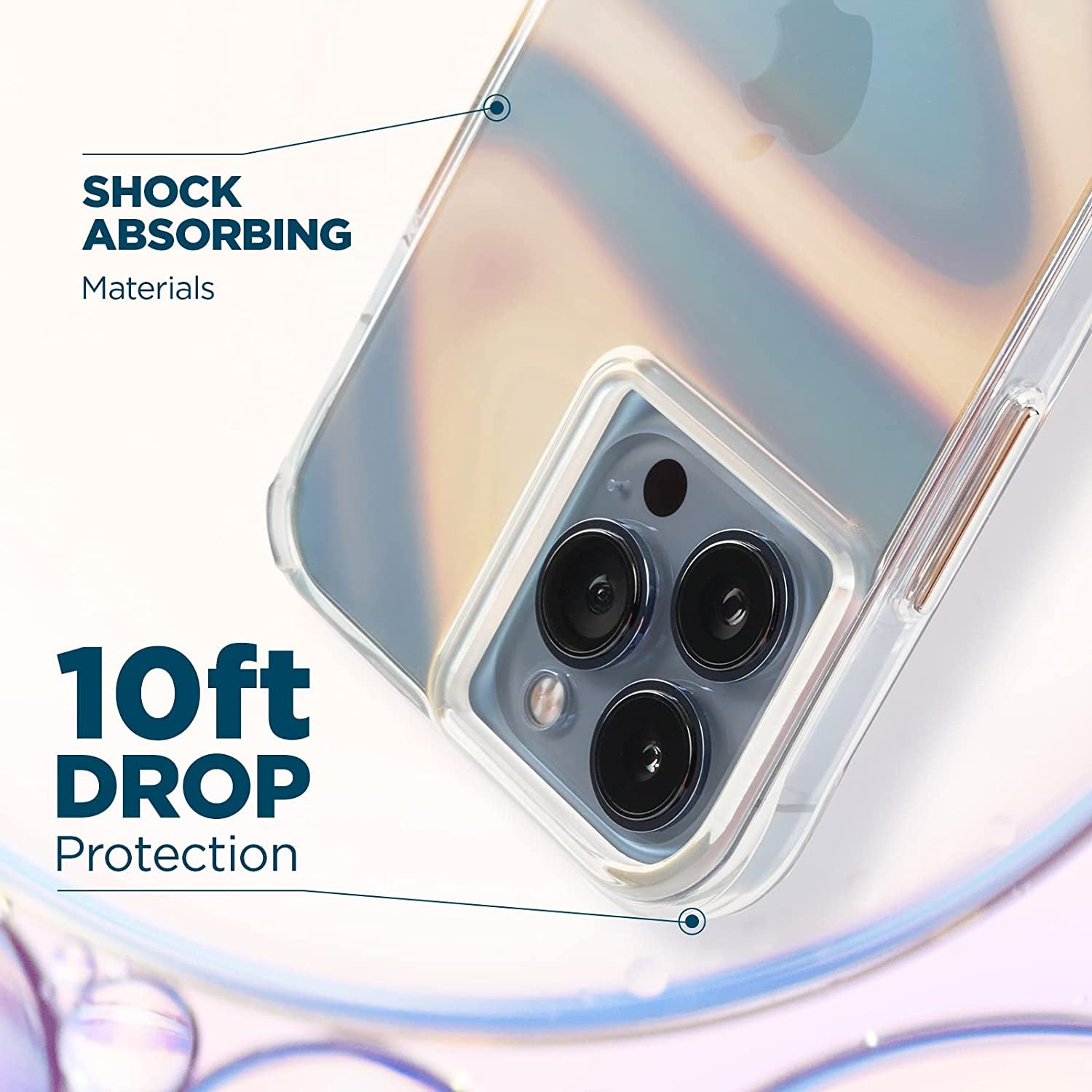 Iphone 13 Pro Case - Soap Bubble [10FT Drop Protection] [Wireless Charging Compatible] Luxury Cover with Iridescent Swirl Effect for Iphone 13 Pro 6.1", Anti-Scratch, Shockproof Materials