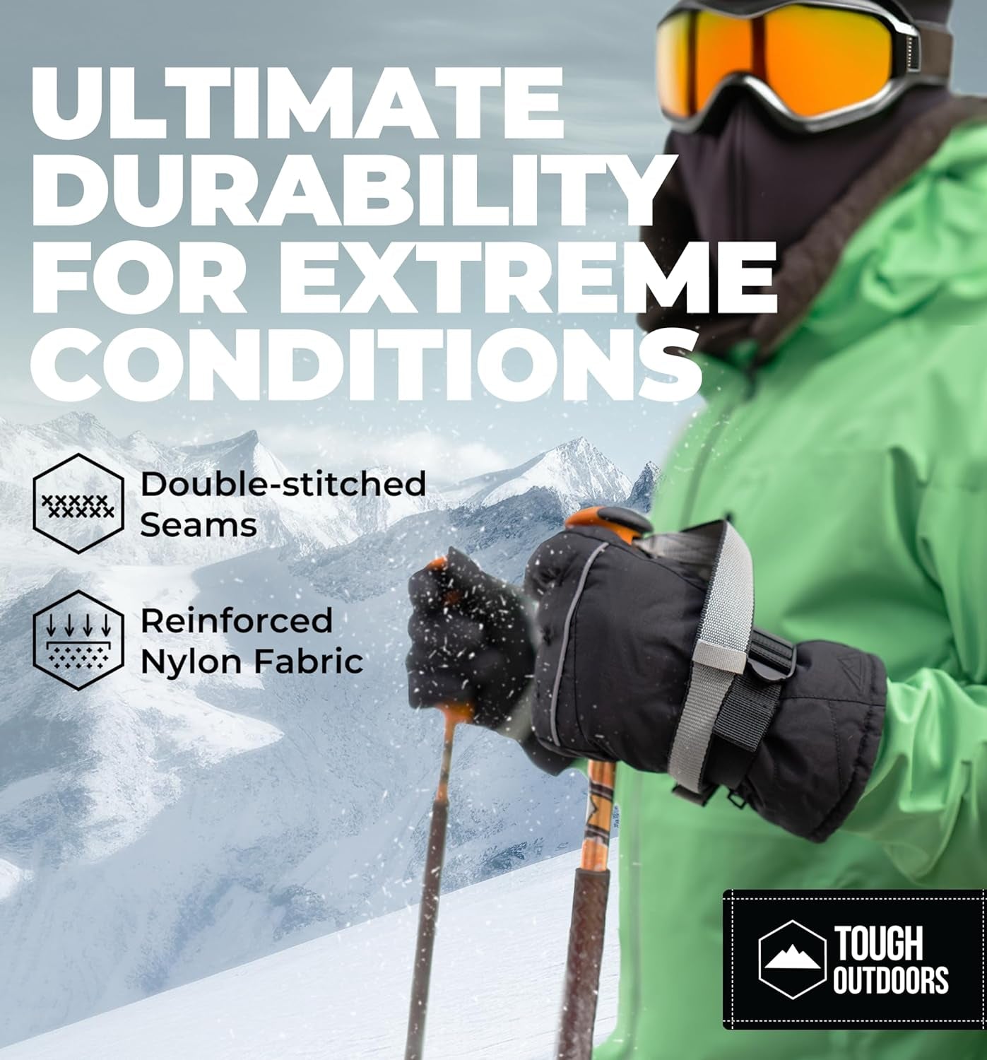 Snow Gloves for Men & Women - Skiing Gloves & Waterproof Gloves - Adult Ski Gloves - Snowboarding Gloves Waterproof Insulated