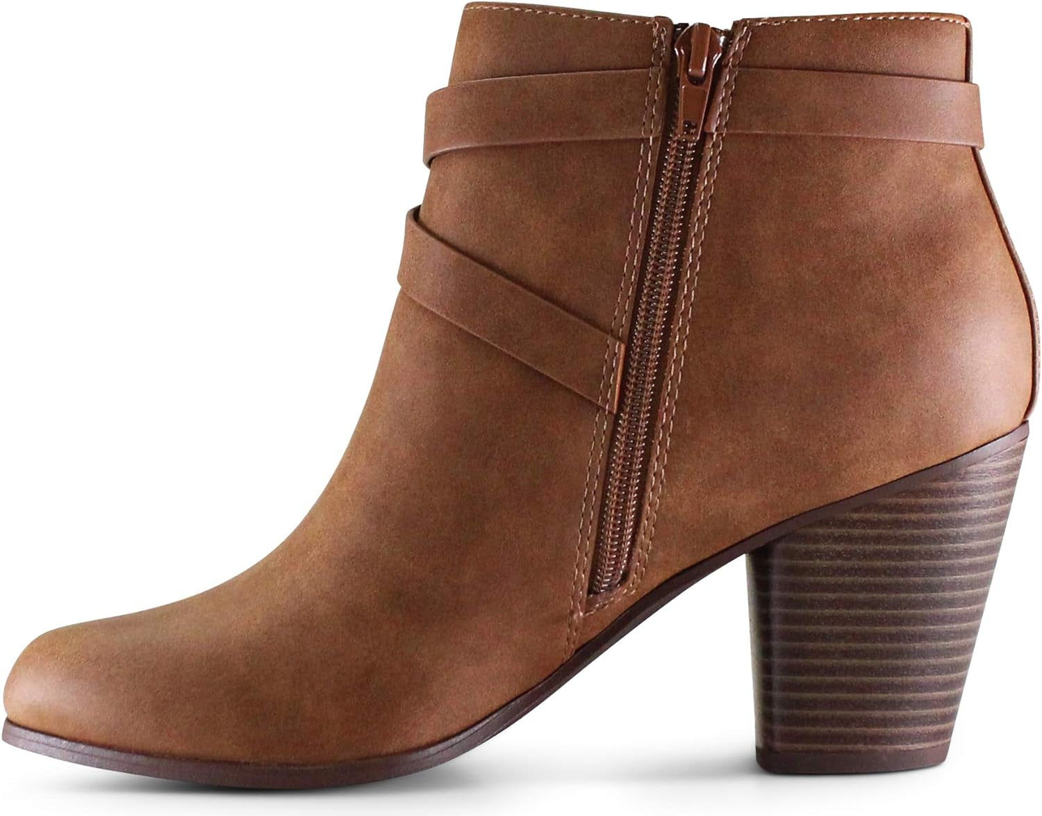 Montreal Women'S Almond Toe High Chunky Block Stacked Heels Ankle Booties Boots