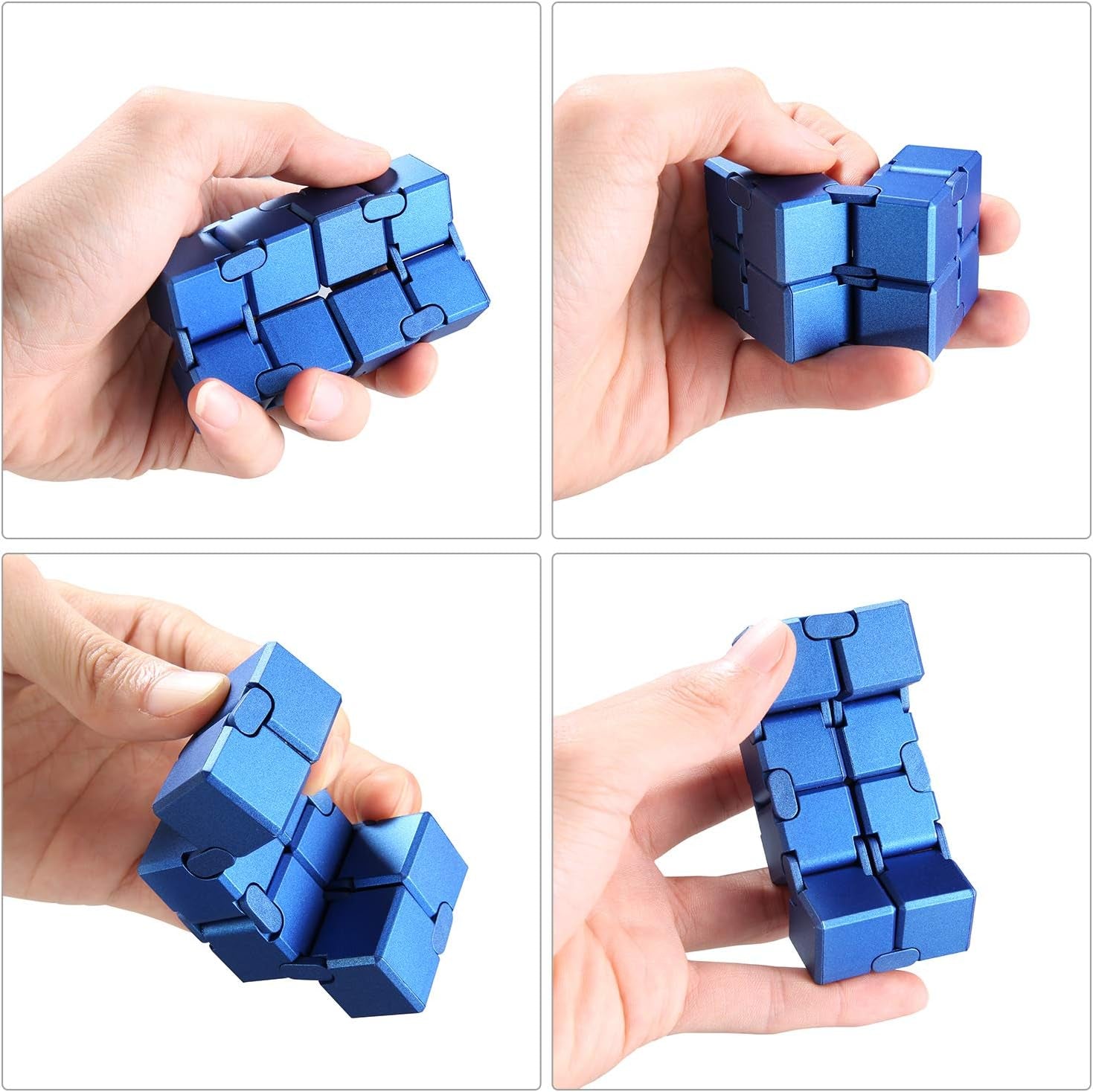 Infinity Cube Fidget Toy, Hand Killing Time Transform Cubes Magic Cubes for Kids and Adult(Blue -Silicone)