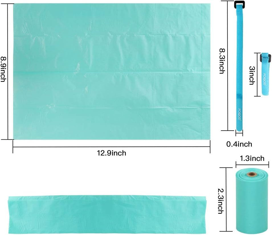 Dog Poop Bags - Leak-Proof Dog Waste Bags, Clean up Pet Poo Bag Refills 9 Rolls /135 Count, (Greenish-Blue) Includes Free Bone Dispenser and D-Ring Carabiners Clip