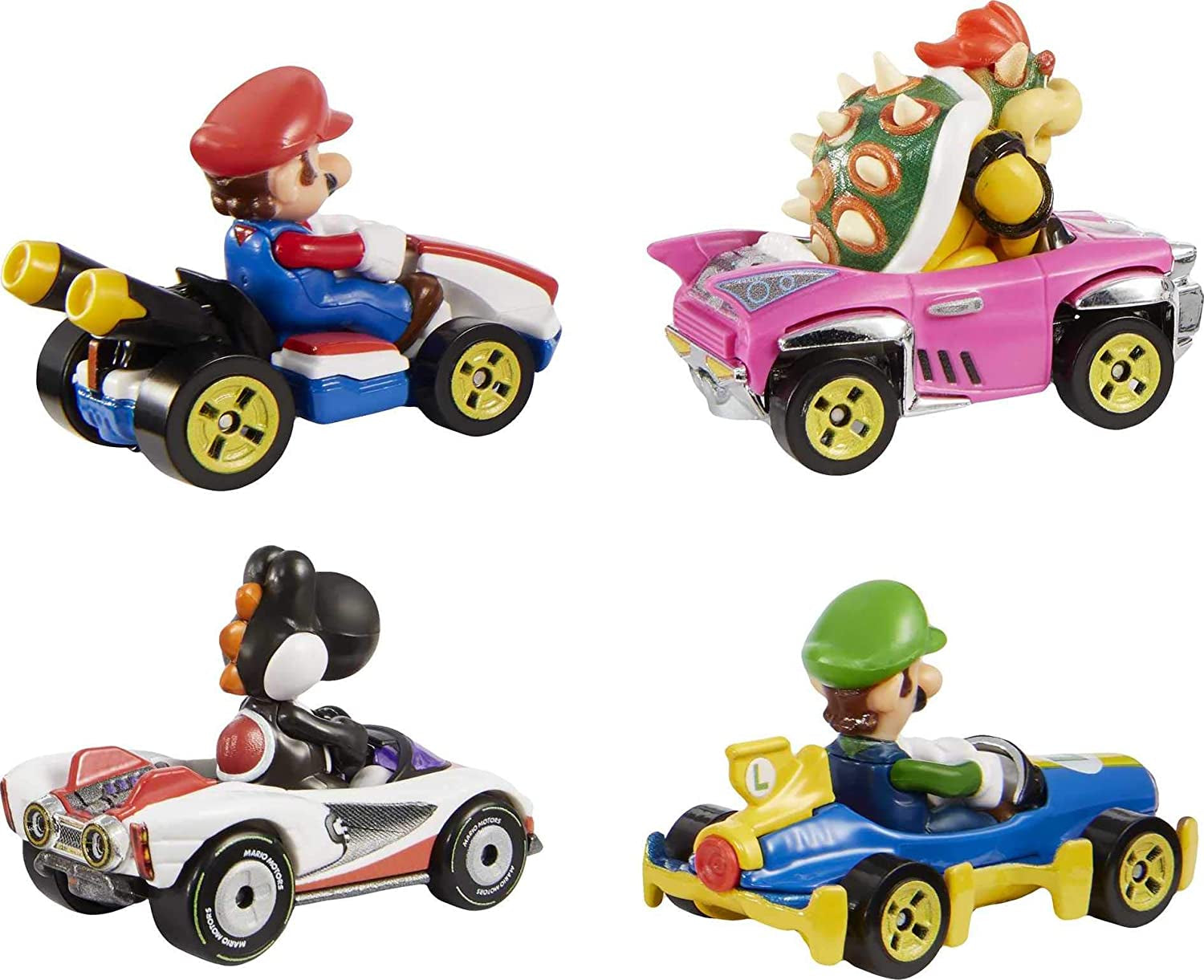Mario Kart Characters and Karts as Die-Cast Toy Cars 4-Pack (Amazon Exclusive)