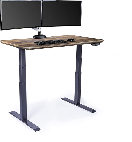 Electric Standing Desk- desk Adjustable Height Sit-Stand Reclaimed Wood- Dual Motor with Memory Presets, Stable T-Style Legs- Ergonomic Stand up Desk- 48 X 30 Inches