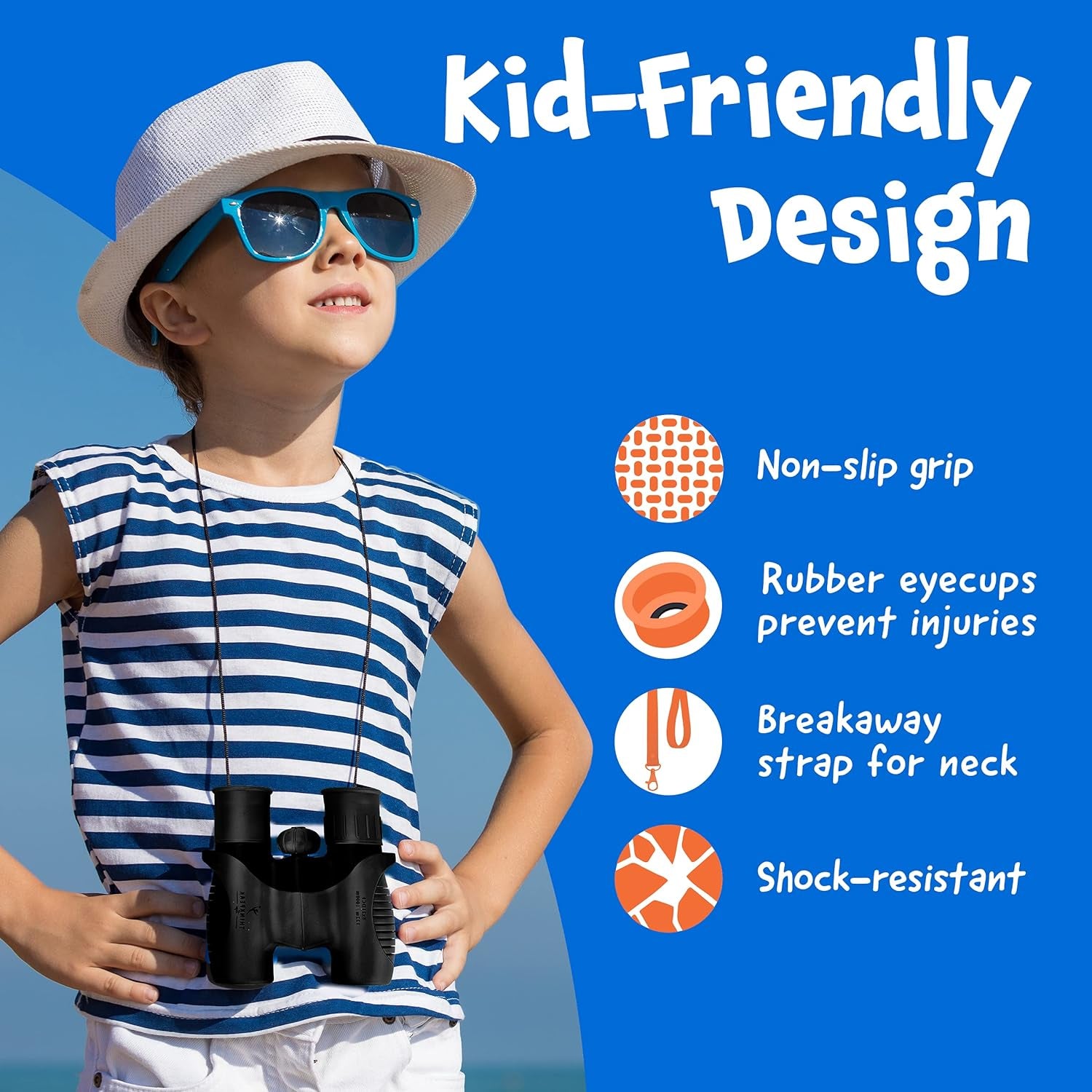 THINKPEAK 8X21 Binoculars for Kids 8-12, Birthday and Back to School Gifts, Binoculars for Boys and Girls 3-12, Black