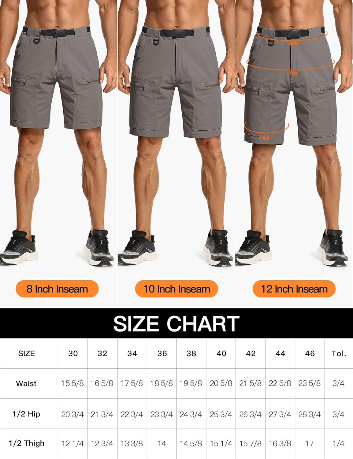 Men'S Cargo Shorts with Belt Lightweight Breathable Quick Dry Hiking Tactical Shorts Nylon Spandex