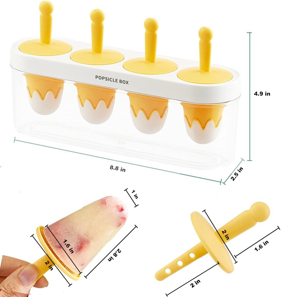 Homemade Popsicle Mold for Kids, Small Reusable Easy Release Silicone Bpa-Free Ice Cream Maker DIY Teething Mini Popsicle for Toddlers & Babby(Orange)