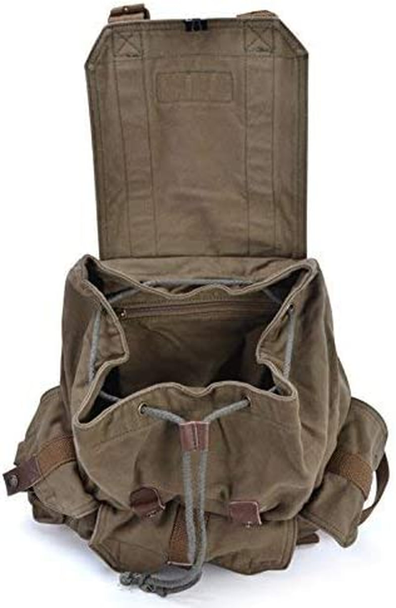 21101AMG Specially High Density Thick Canvas Backpack Rucksack, Army Green, Large