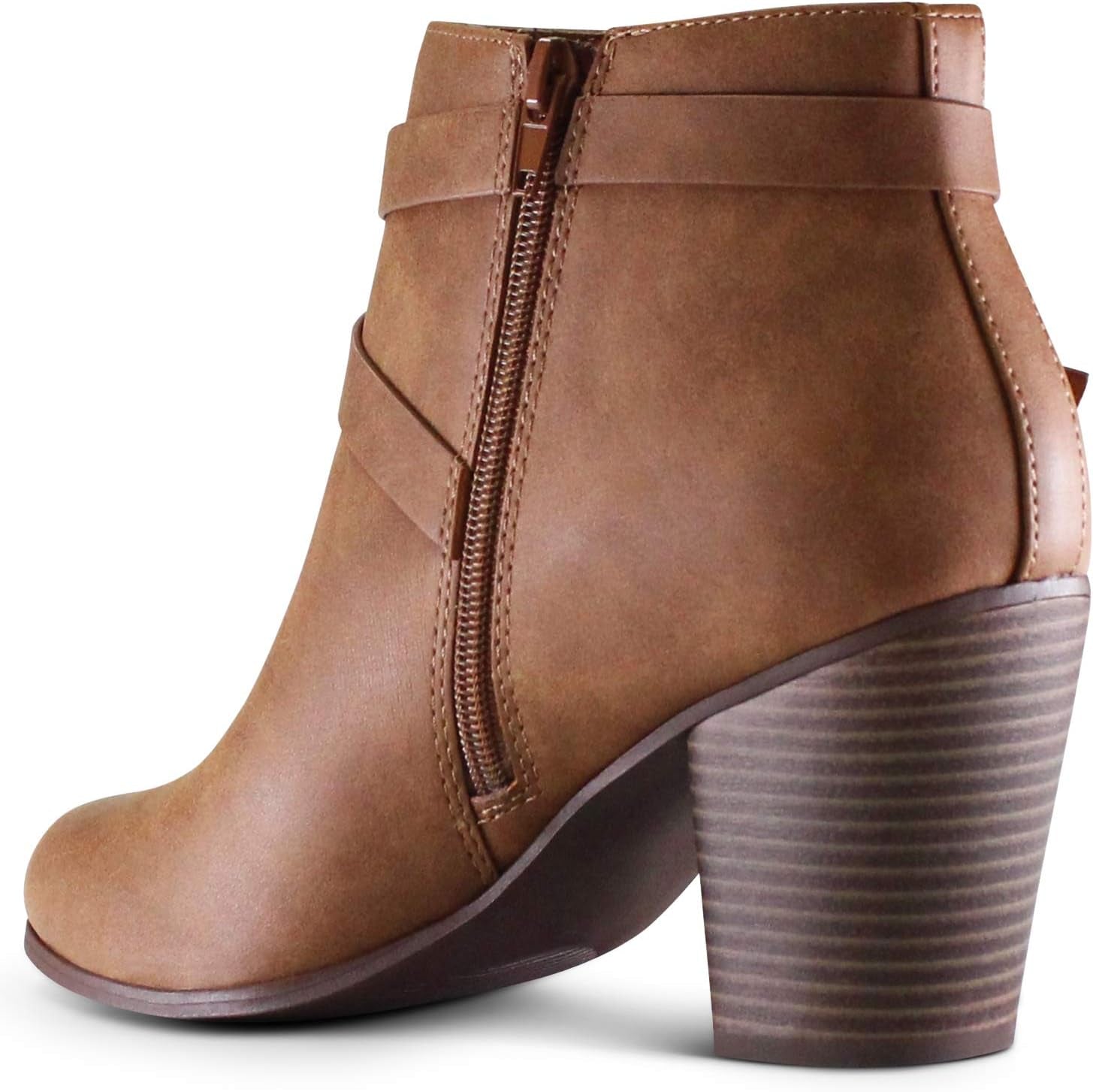 Montreal Women'S Almond Toe High Chunky Block Stacked Heels Ankle Booties Boots