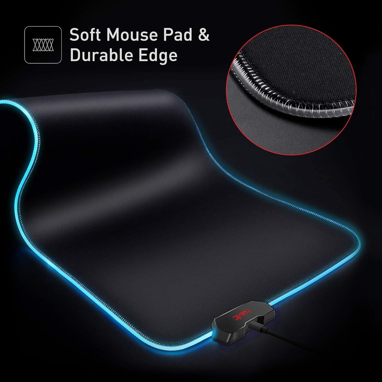 RGB Gaming Mouse Pad Soft Non-Slip Rubber Base Mouse Mat for Laptop Computer PC Games (27.5 X 11.2 X 0.11 Inches, Black)