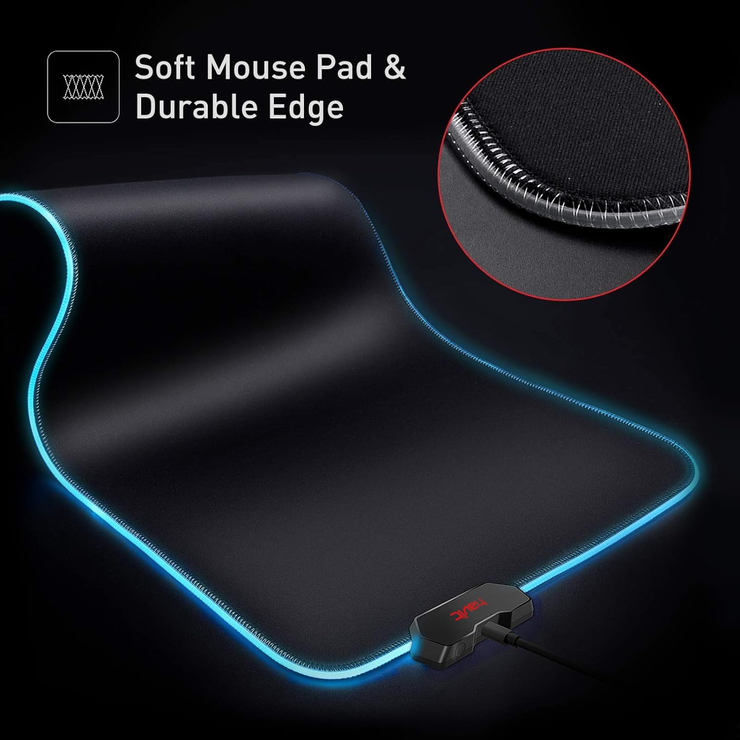 RGB Gaming Mouse Pad Soft Non-Slip Rubber Base Mouse Mat for Laptop Computer PC Games (27.5 X 11.2 X 0.11 Inches, Black)