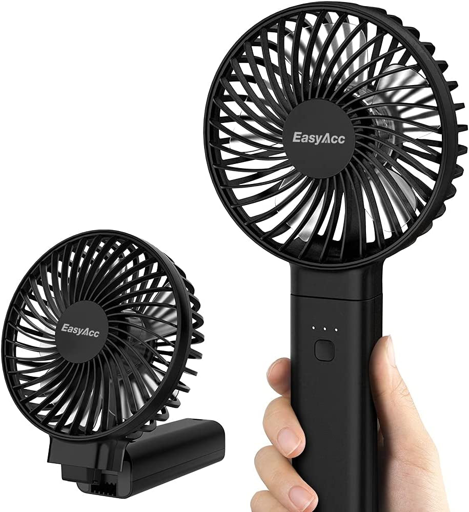 Handheld Fan, 2024 Newly Powerful Quiet Portable Fan Small Desk Fan [ 4 Speed/Battery Indicator/Easy Clean] 17H Battery Operated Fan One Touch Power off Personal Fan for Travel Outdoor