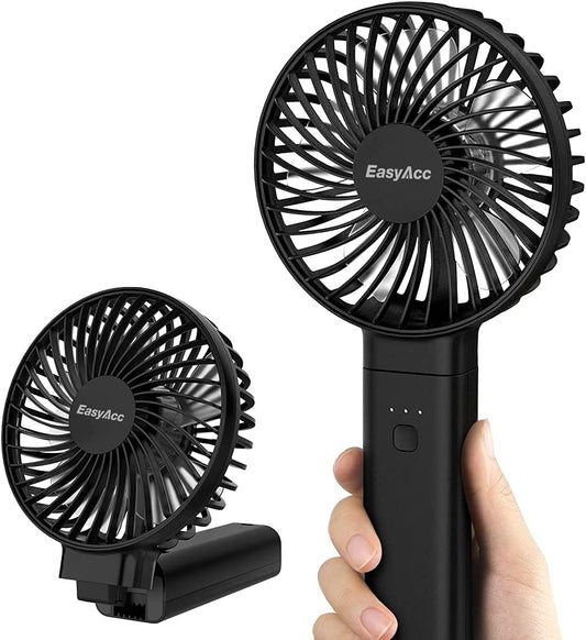 Handheld Fan, 2024 Newly Powerful Quiet Portable Fan Small Desk Fan [ 4 Speed/Battery Indicator/Easy Clean] 17H Battery Operated Fan One Touch Power off Personal Fan for Travel Outdoor